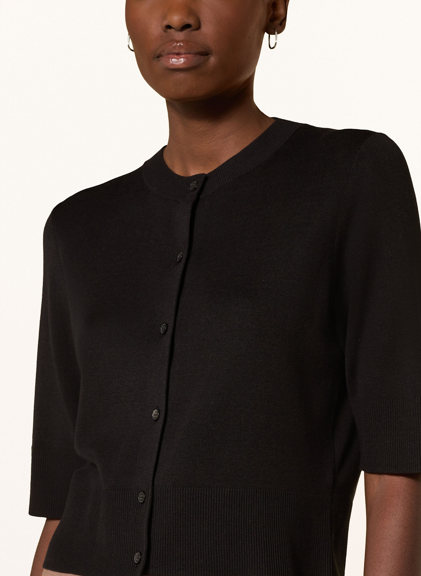 windsor. Strickjacke aus Seide mit 3/4-Arm: SCHWARZ