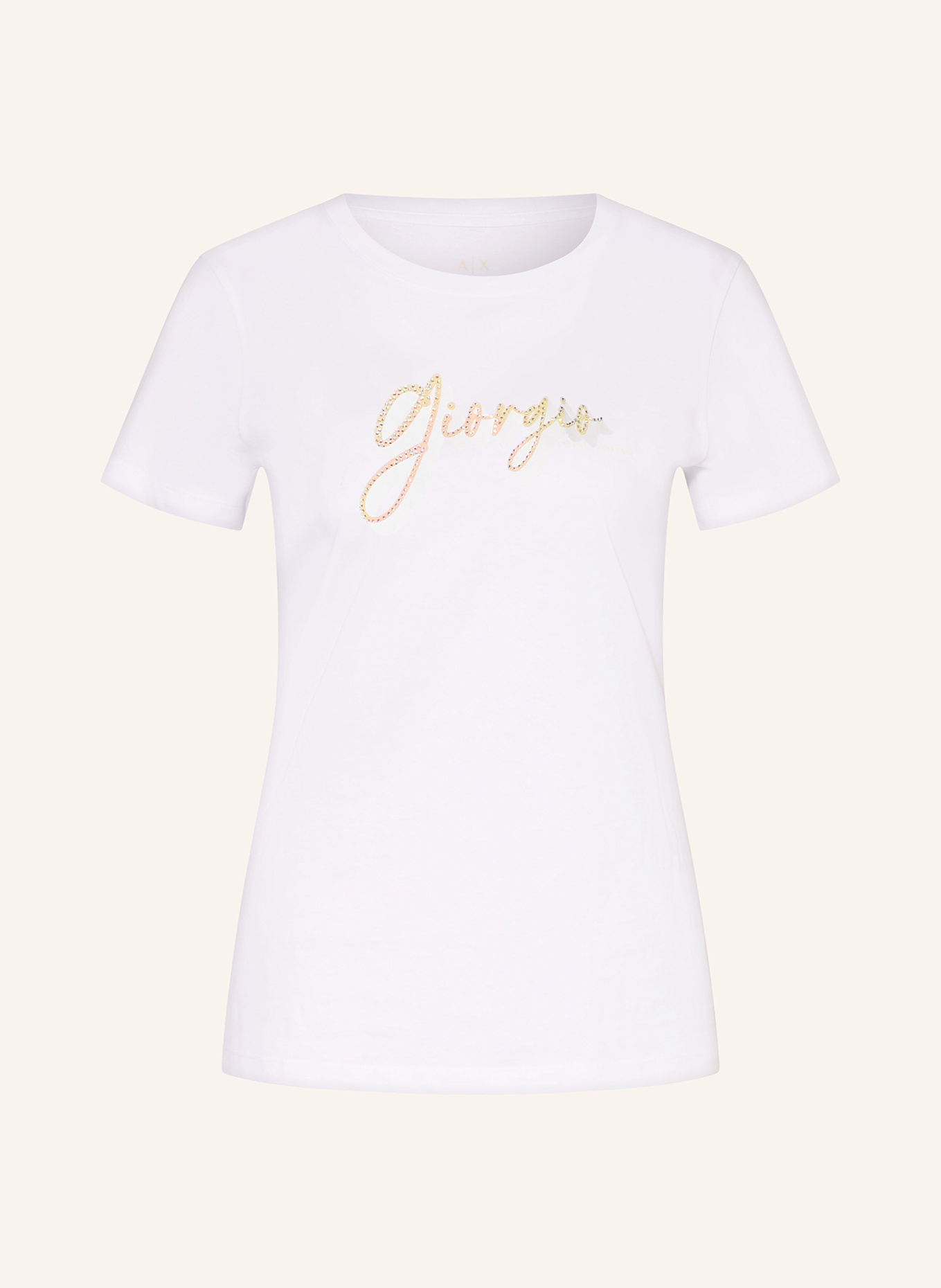 ARMANI EXCHANGE T-shirt with decorative gems: WHITE