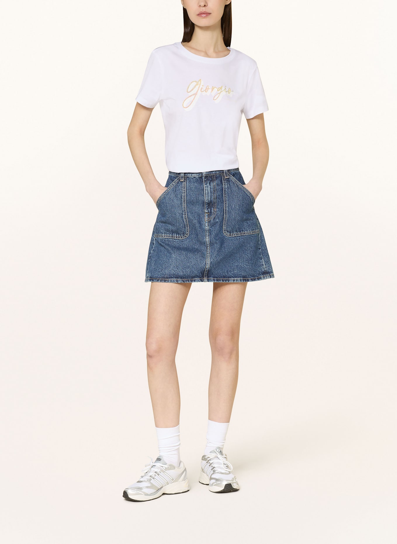 ARMANI EXCHANGE T-shirt with decorative gems: WHITE