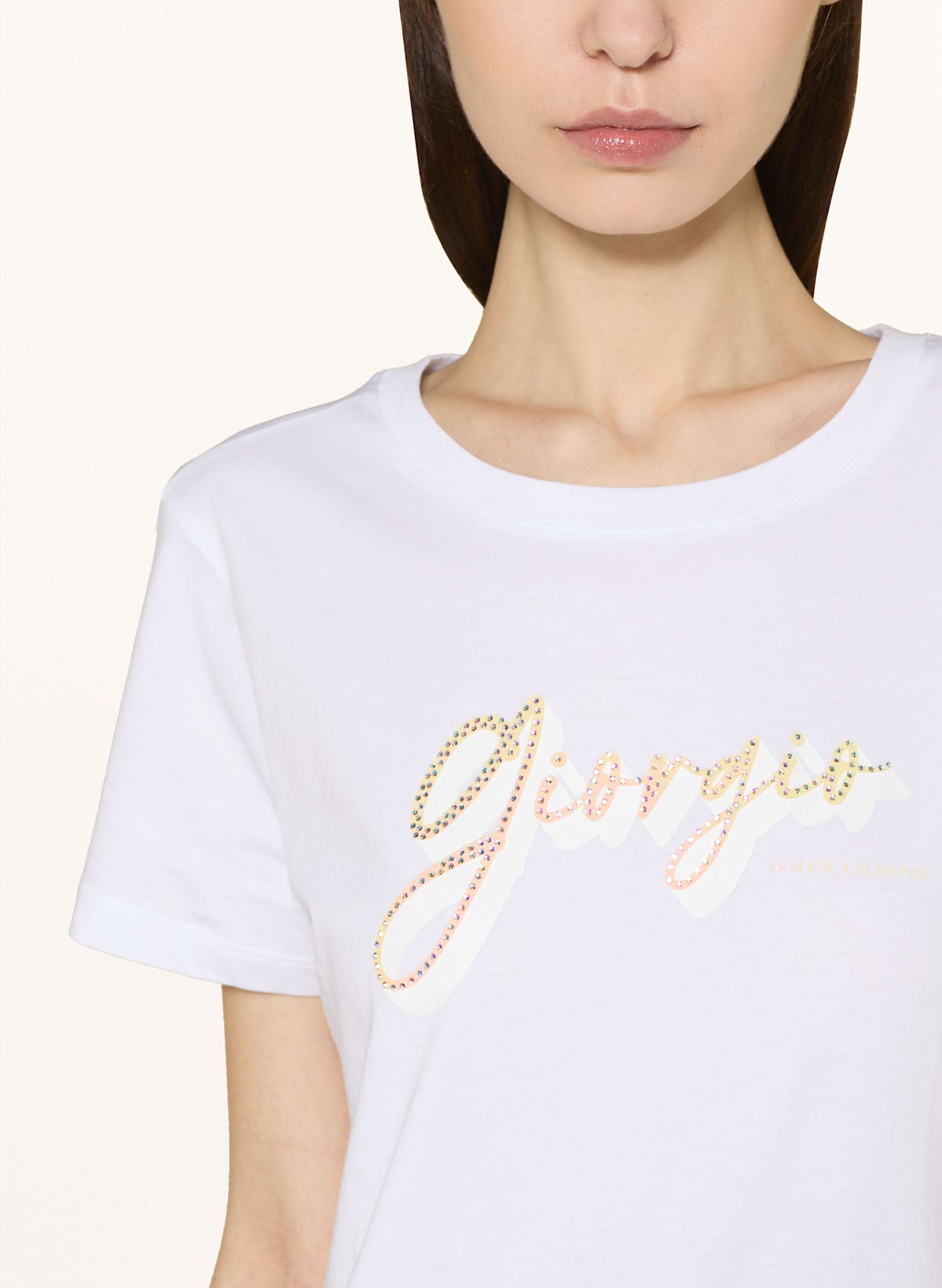 ARMANI EXCHANGE T-shirt with decorative gems: WHITE