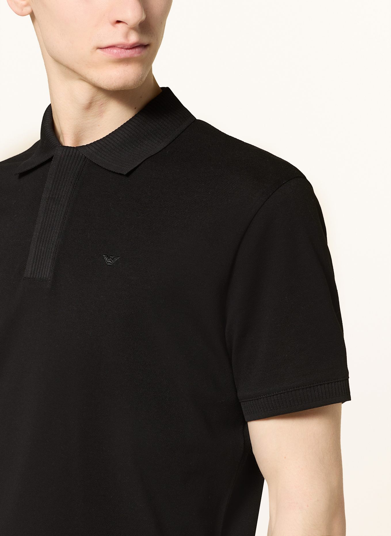 EMPORIO ARMANI Piqué-Poloshirt: SCHWARZ