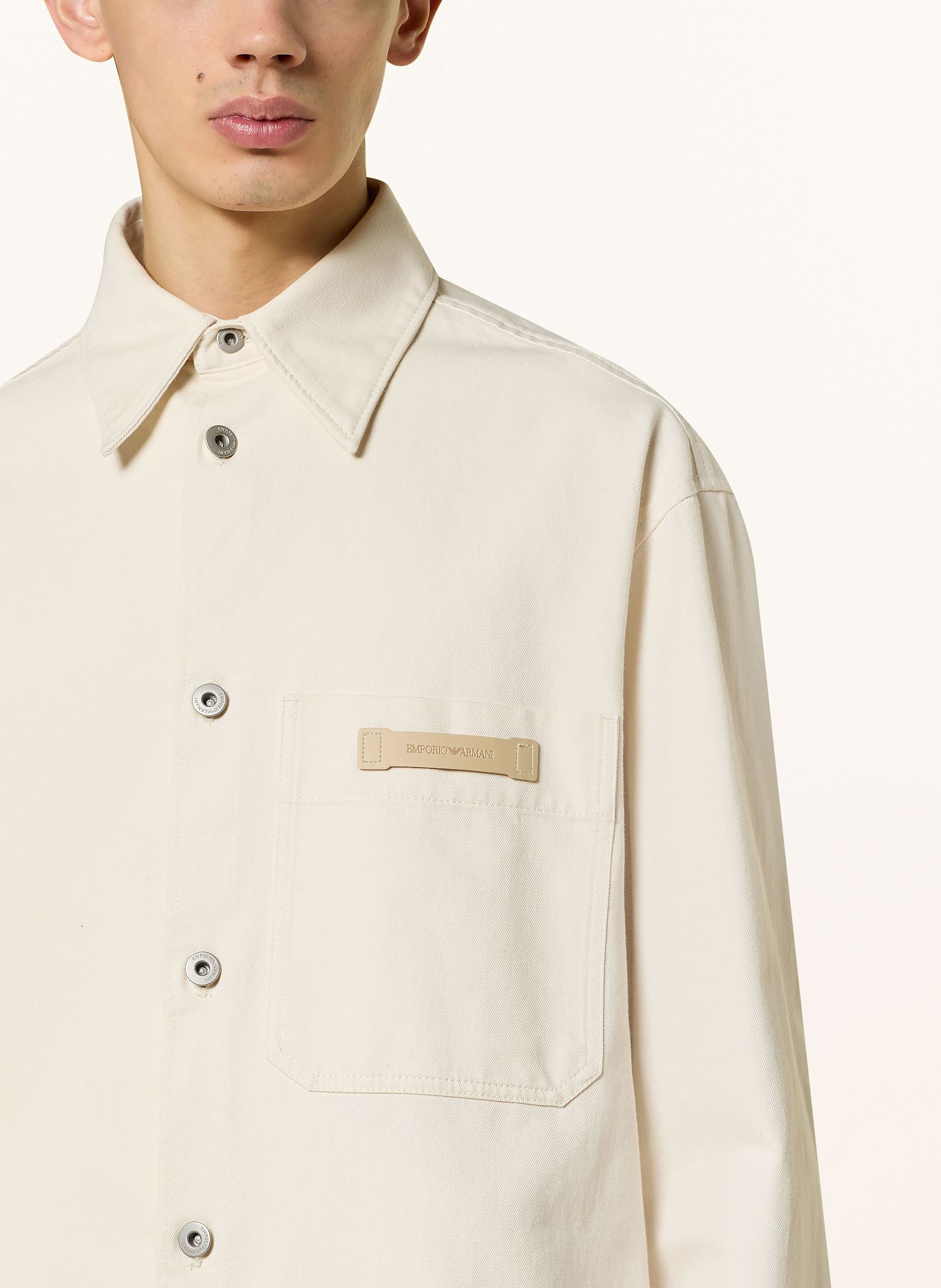 emporio armani metallic logo print round neck t shirt item-Overjacket: ECRU