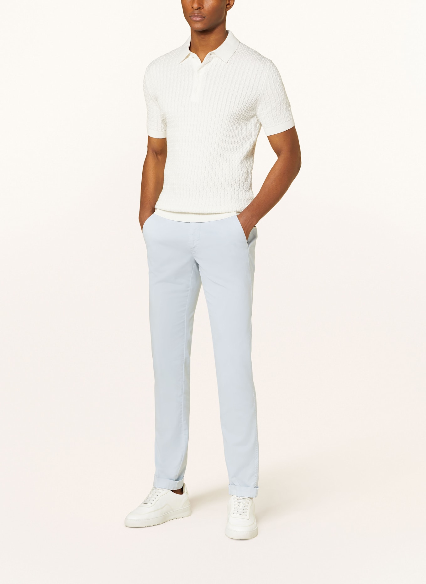 MASON'S Chinosy TORINO SUMMER slim fit: JASNONIEBIESKI