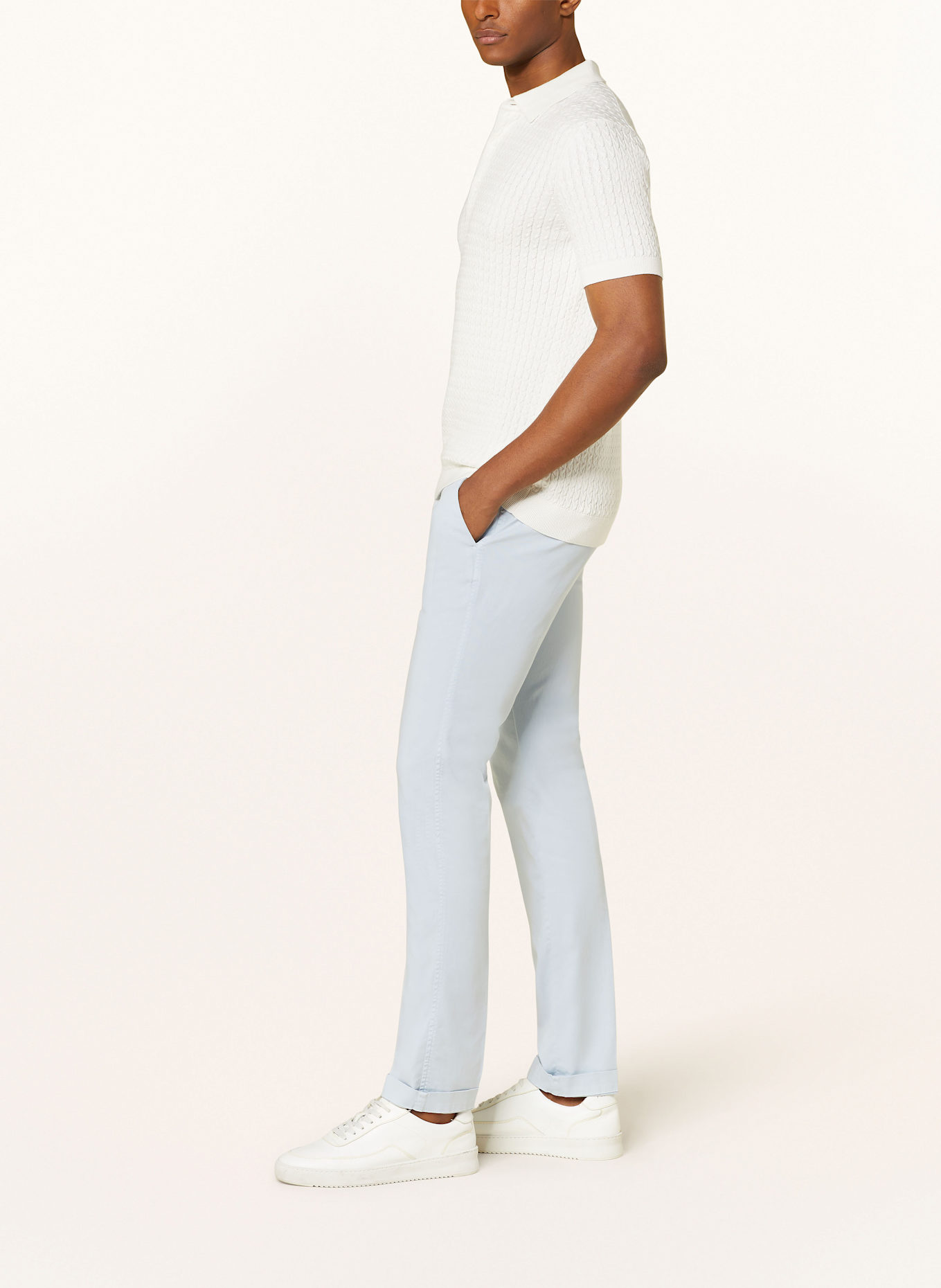 MASON'S Chinosy TORINO SUMMER slim fit: JASNONIEBIESKI