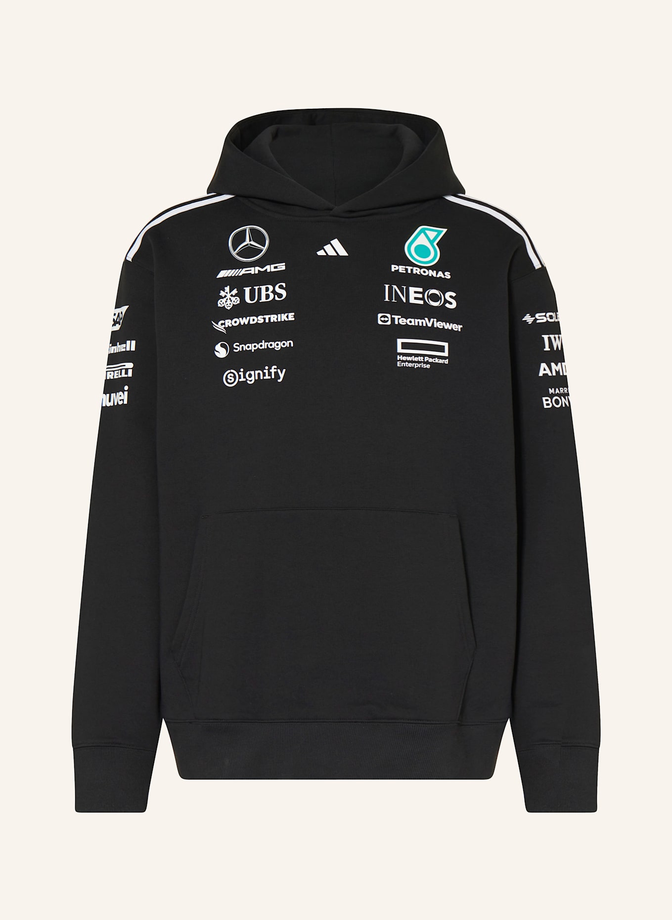 adidas Hoodie MERCEDES - AMG PETRONAS FORMULA ONE TEAM TEAM HOOD MEN: SCHWARZ/ WEISS