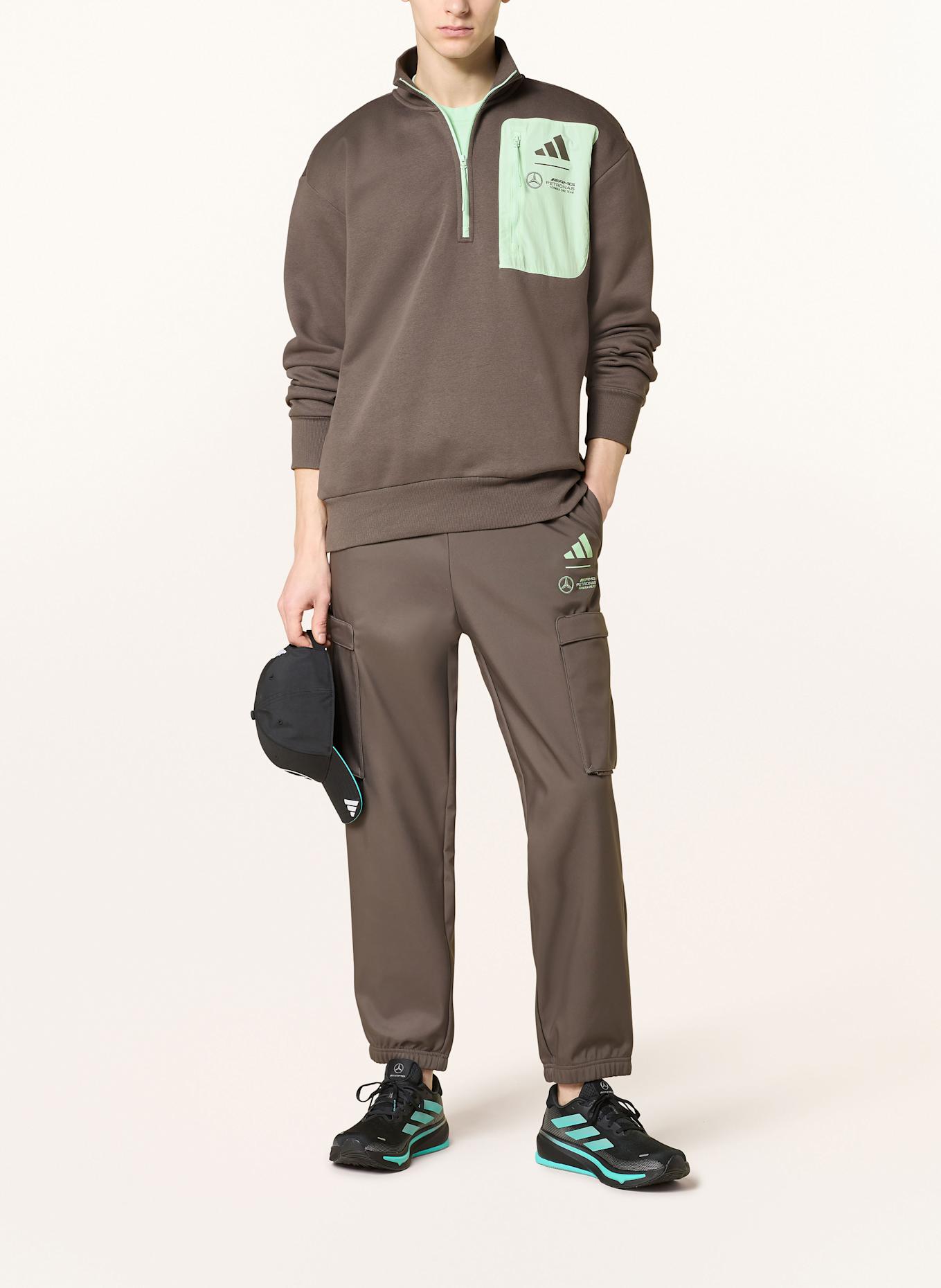 adidas Mikinový troyer MERCEDES - AMG PETRONAS FORMULA ONE TEAM: ČERNOŠEDÁ / MÁTOVÁ