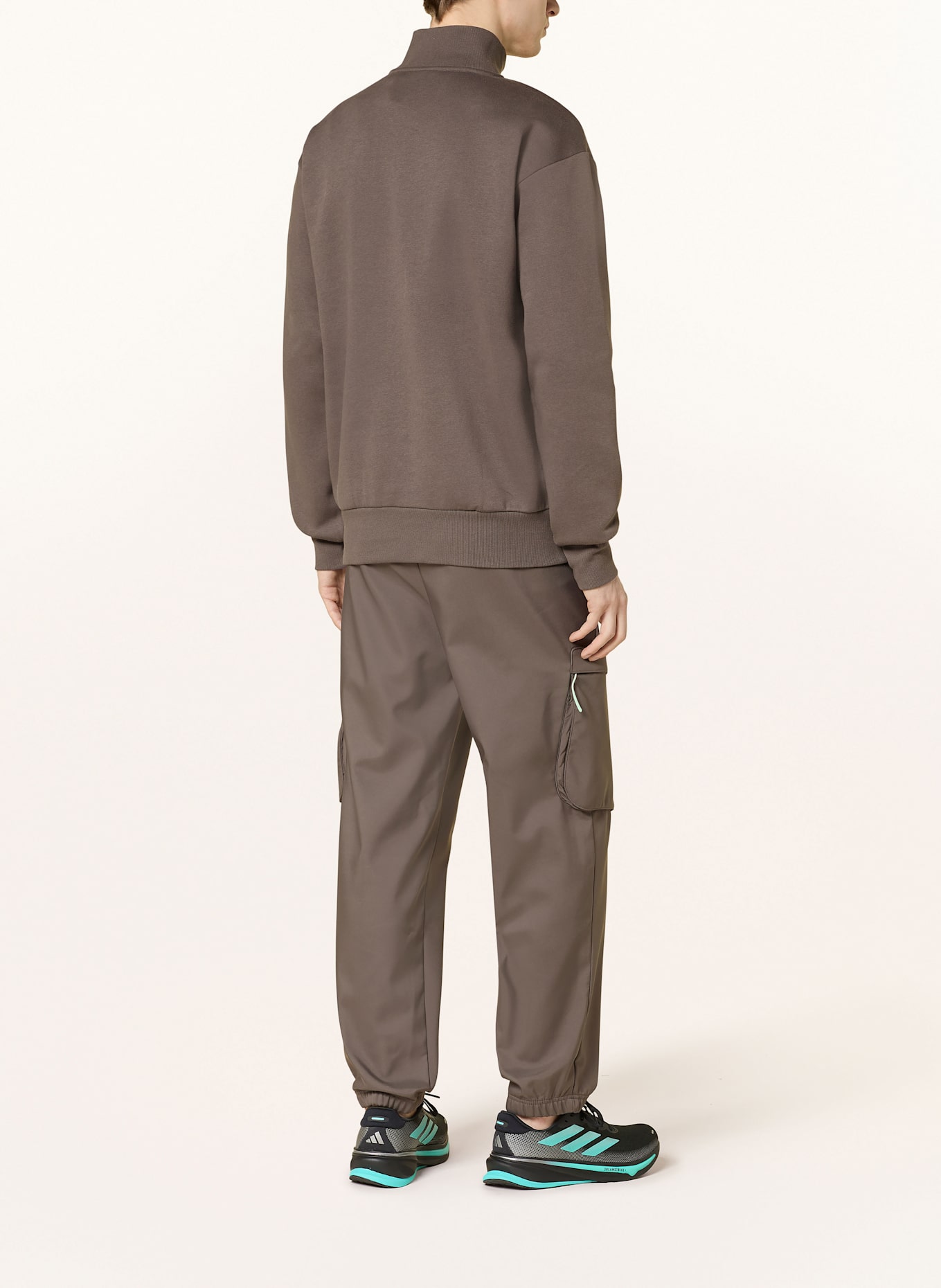 adidas Mikinový troyer MERCEDES - AMG PETRONAS FORMULA ONE TEAM: ČERNOŠEDÁ / MÁTOVÁ