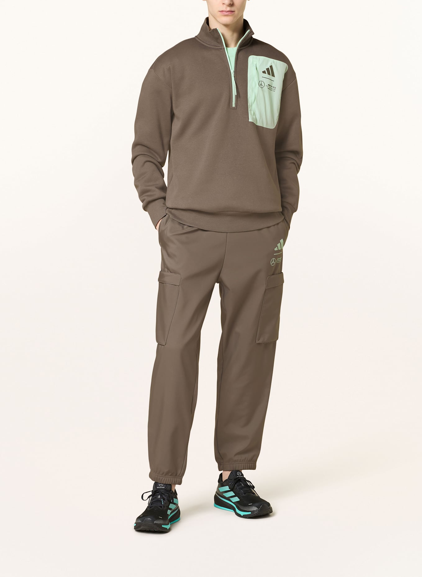 adidas Track pants MERCEDES - AMG PETRONAS FORMULA ONE TEAM PREMIUM: TAUPE