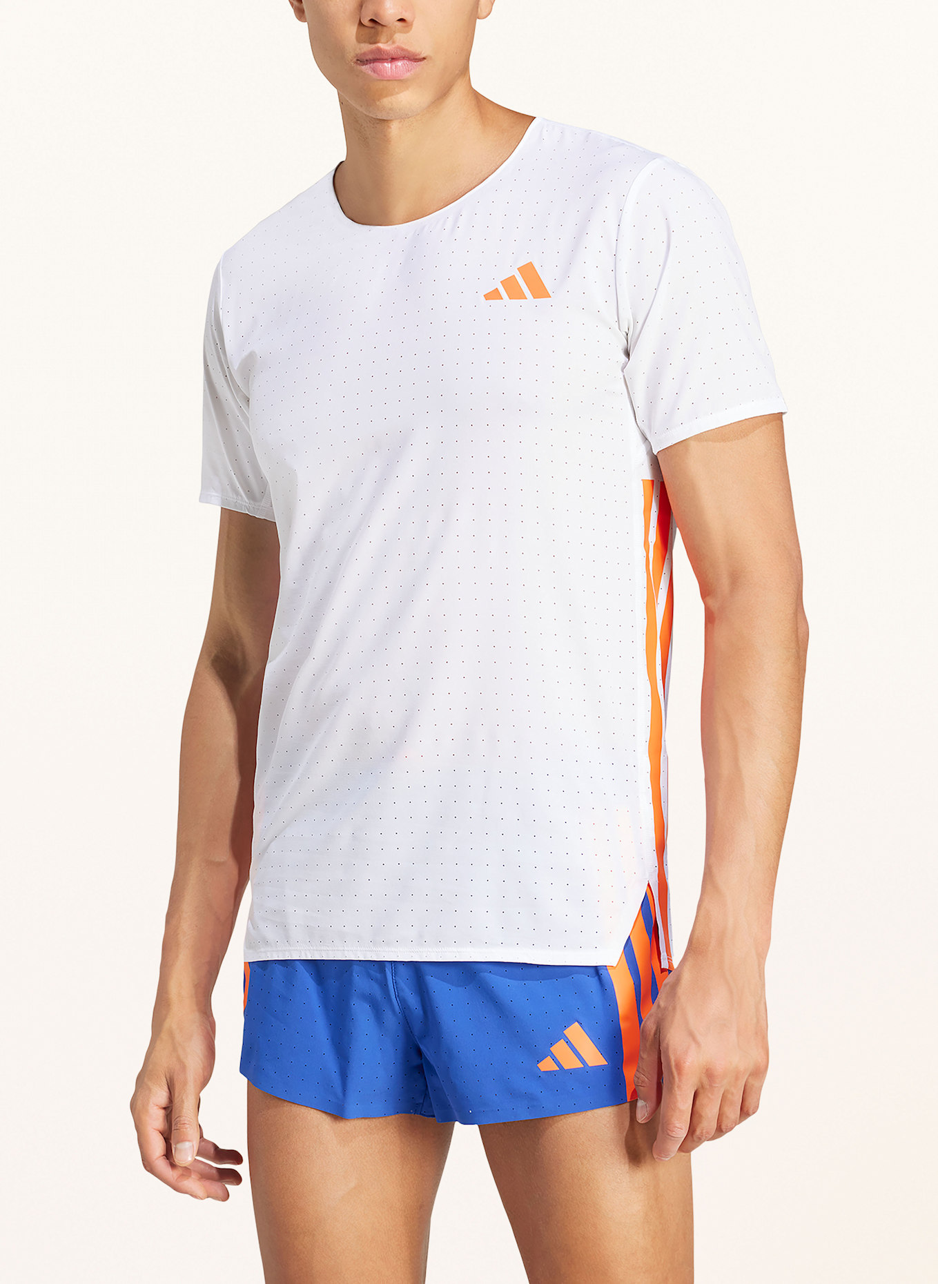 adidas Laufshirt ADIZERO RUNNING: WEISS/ ORANGE