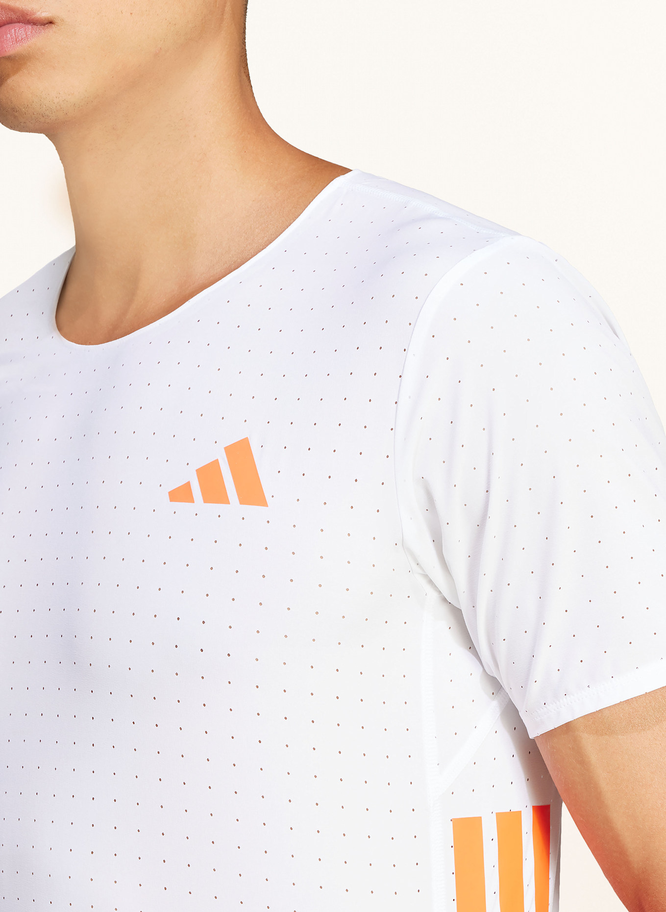 adidas Laufshirt ADIZERO RUNNING: WEISS/ ORANGE