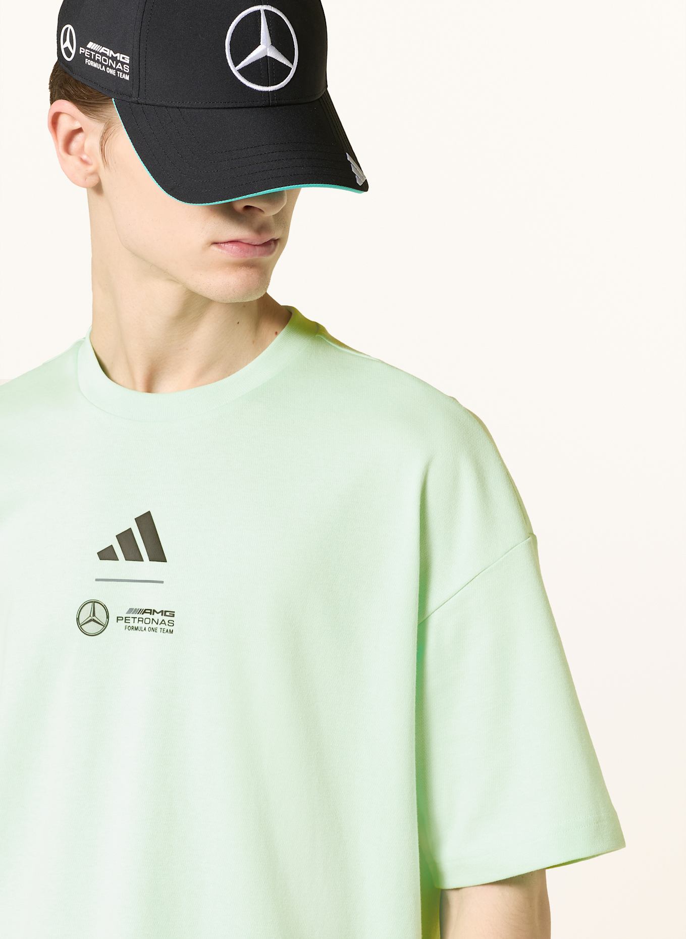 adidas T-shirt MERCEDES - AMG PETRONAS FORMULA ONE TEAM PREMIUM WOVEN: MINT