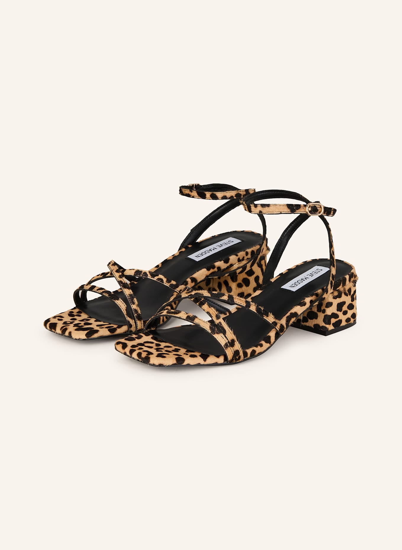 STEVE MADDEN GABBY sandals: CAMEL / DARK BROWN