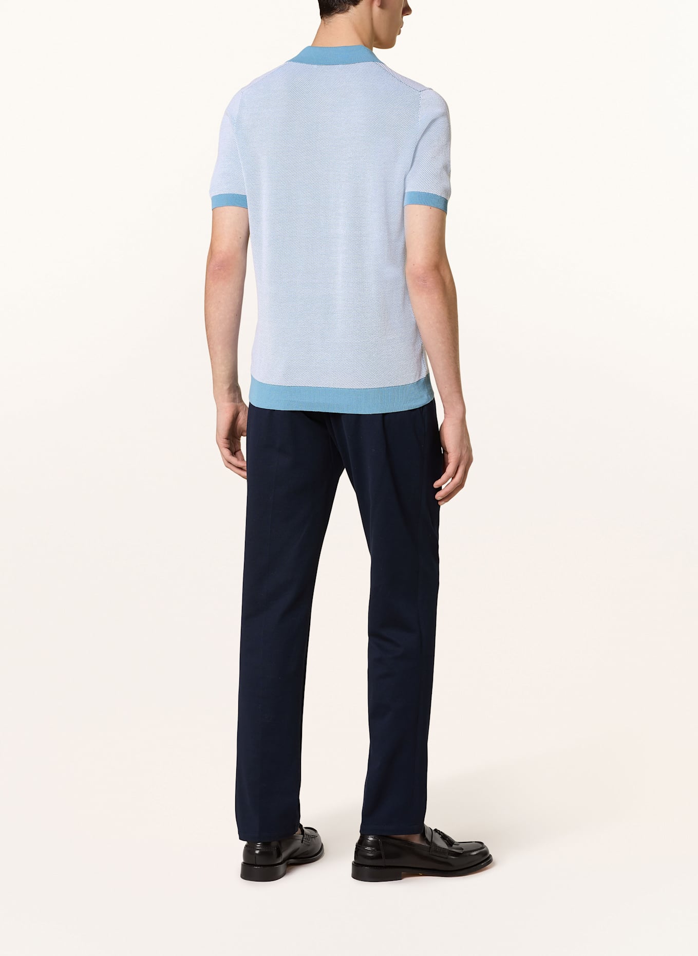 GRAN SASSO Piqué-Poloshirt: BLAUGRAU / WEISS