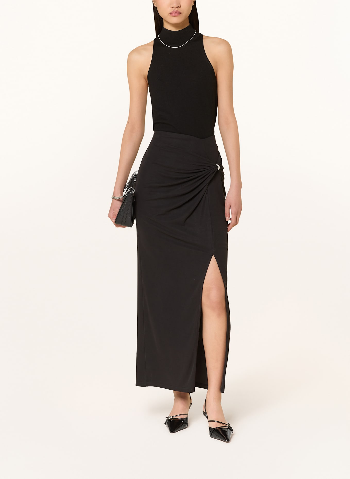 GUESS Jersey skirt AIMEE with decorative gems: BLACK