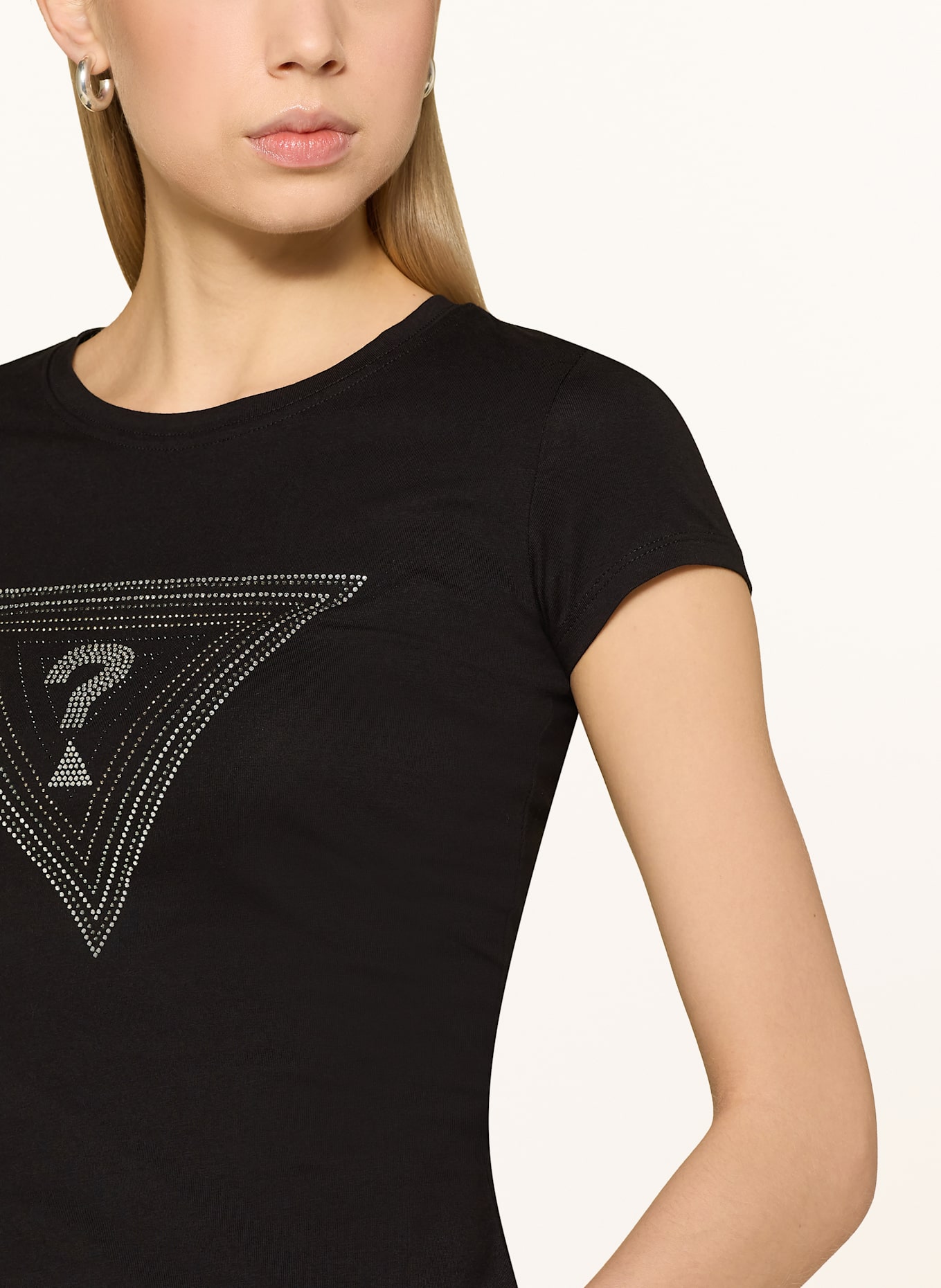 GUESS T-shirt with decorative gems: BLACK