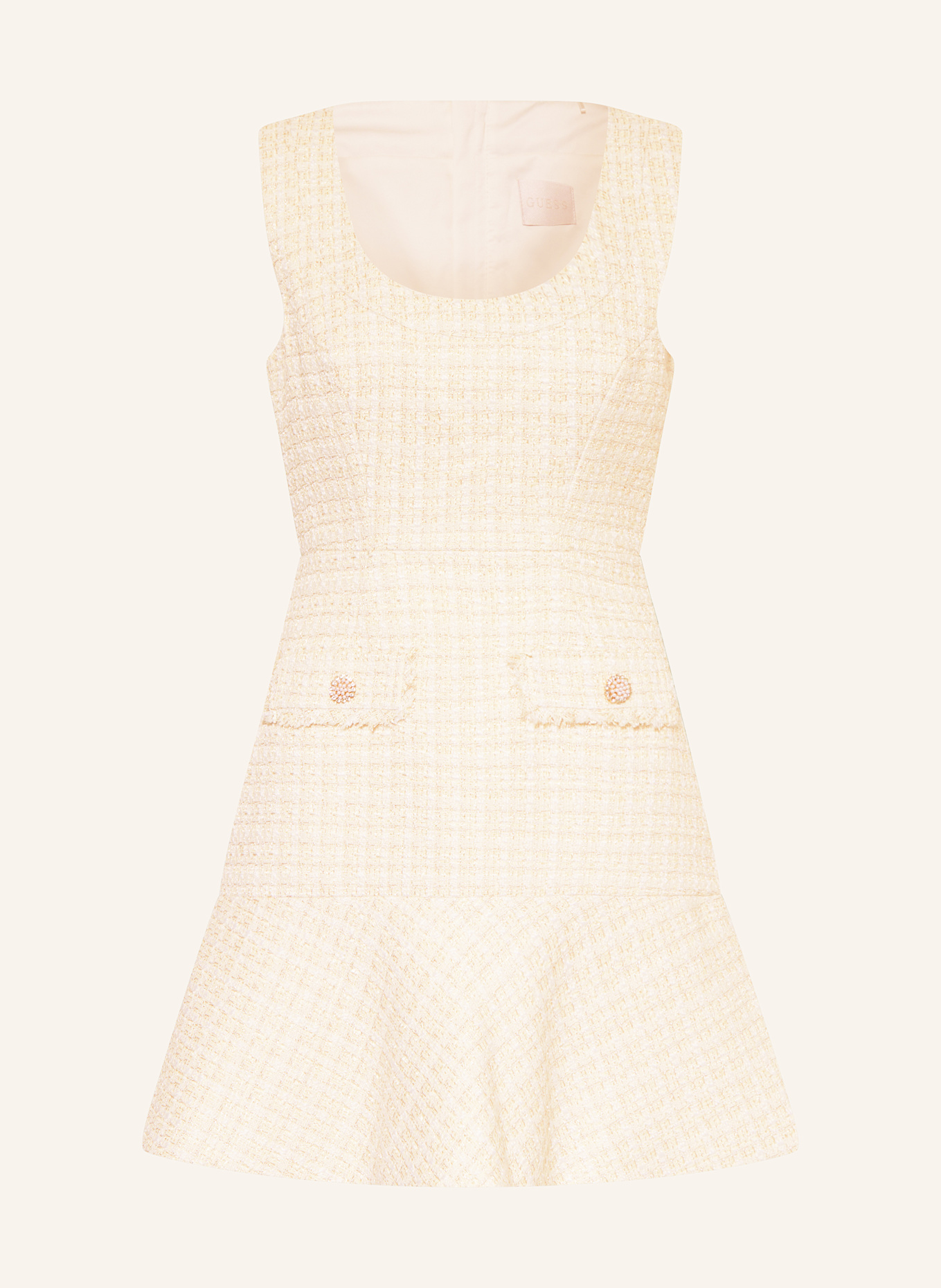 GUESS Etuikleid DAPHNEE aus Bouclé mit Glitzergarn: CREME