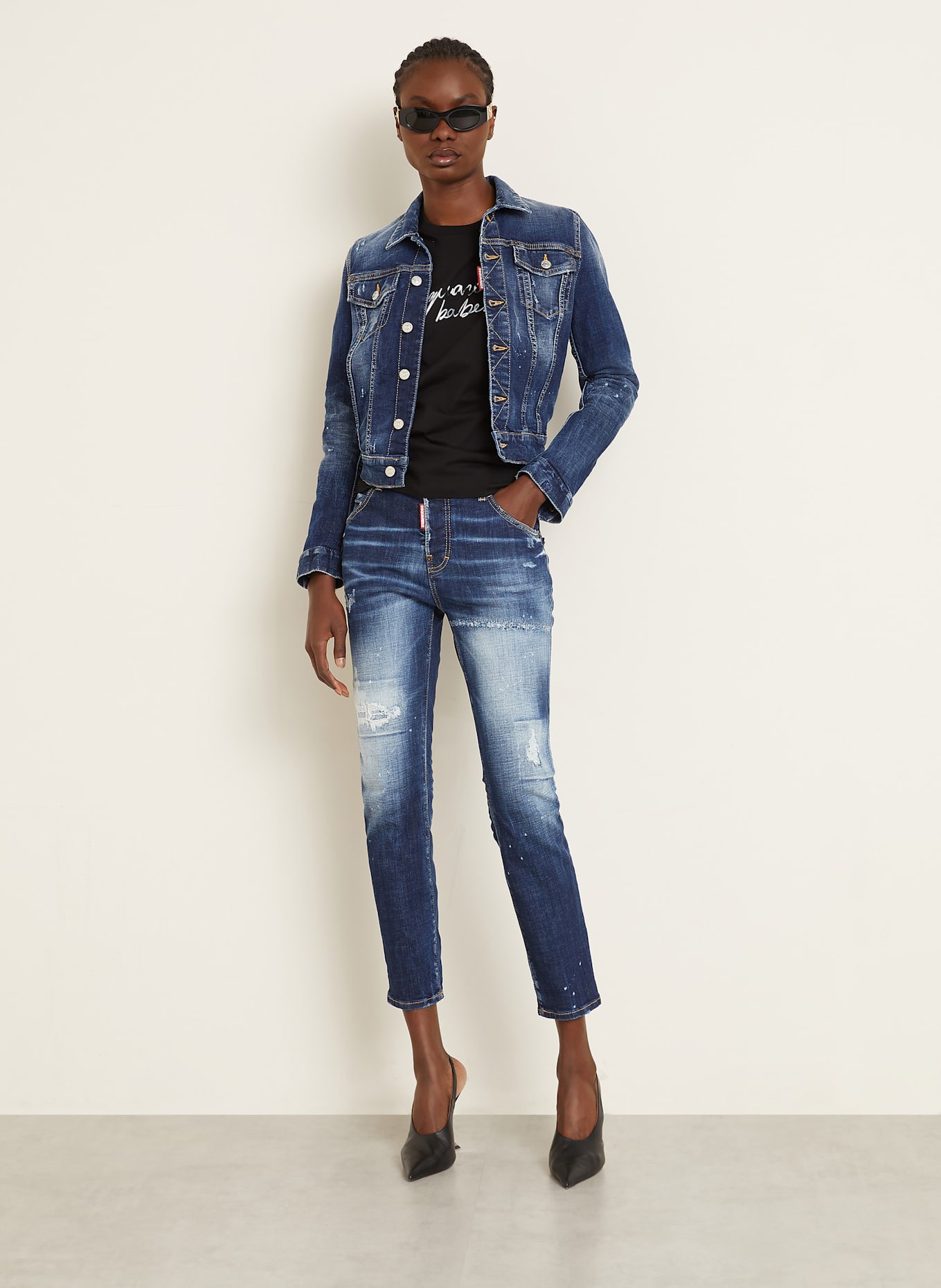 DSQUARED2 Destroyed Jeans COOL GIRL: 470 NAVY BLUE