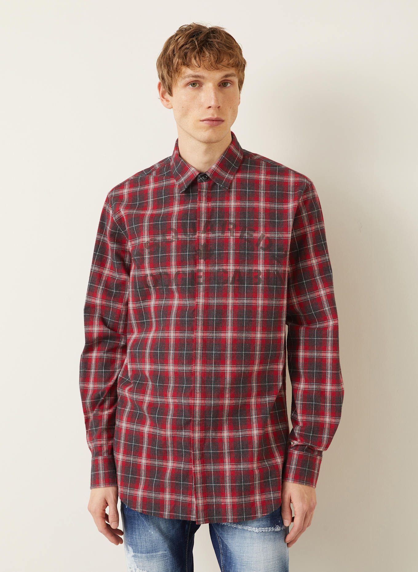 DSQUARED2 Hemd Slim Fit: DUNKELROT/ DUNKELGRAU/ WEISS
