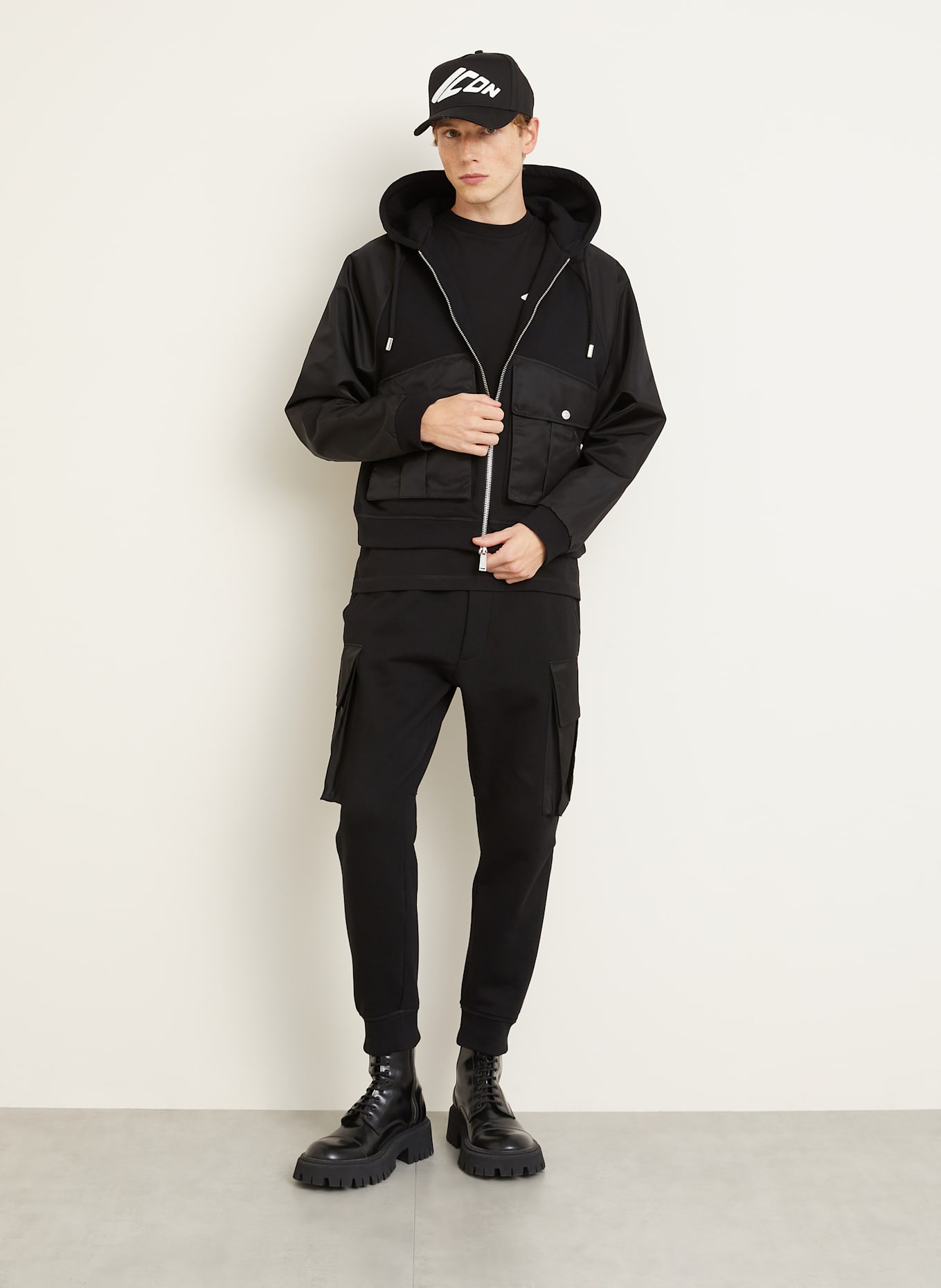 DSQUARED2 Jacke im Materialmix: SCHWARZ