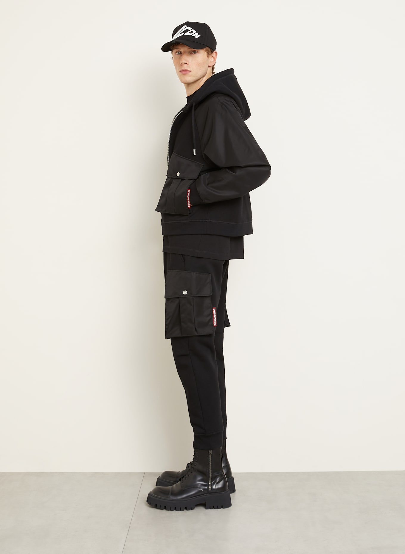DSQUARED2 Jacke im Materialmix: SCHWARZ