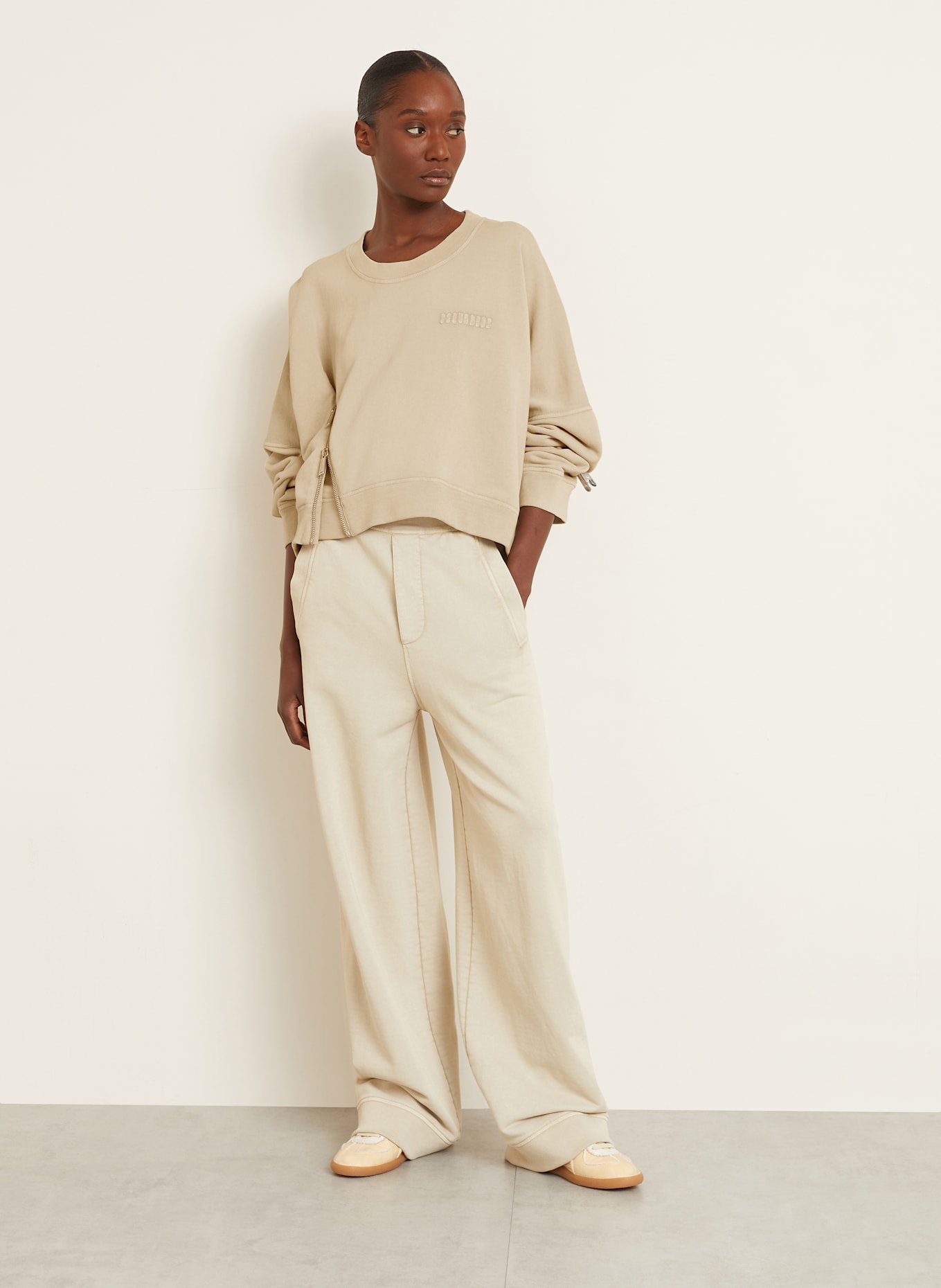 DSQUARED2 Cropped-Sweatshirt ONION: BEIGE