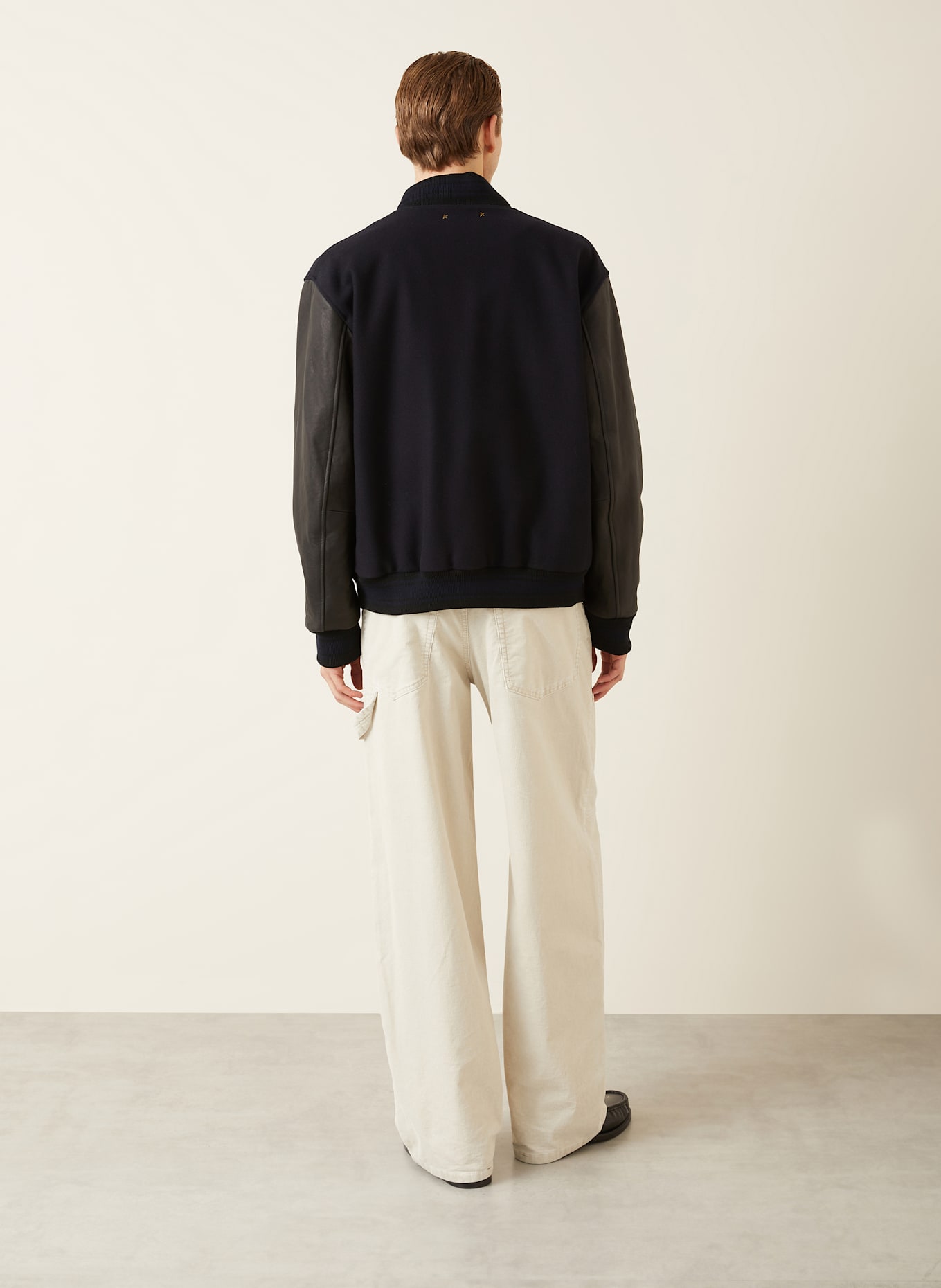 GOLDEN GOOSE College-Jacke im Materialmix: DUNKELBLAU