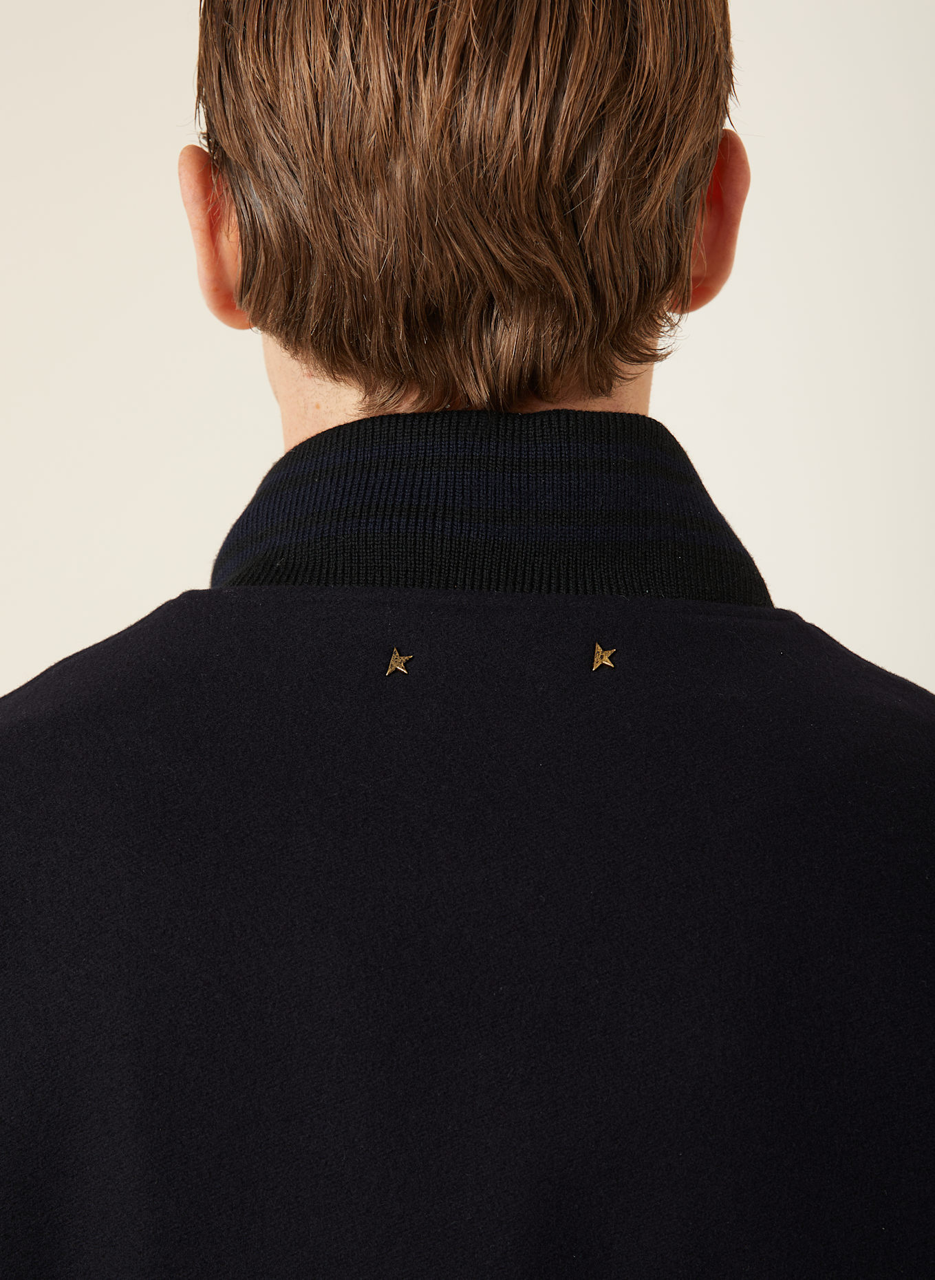 GOLDEN GOOSE College-Jacke im Materialmix: DUNKELBLAU