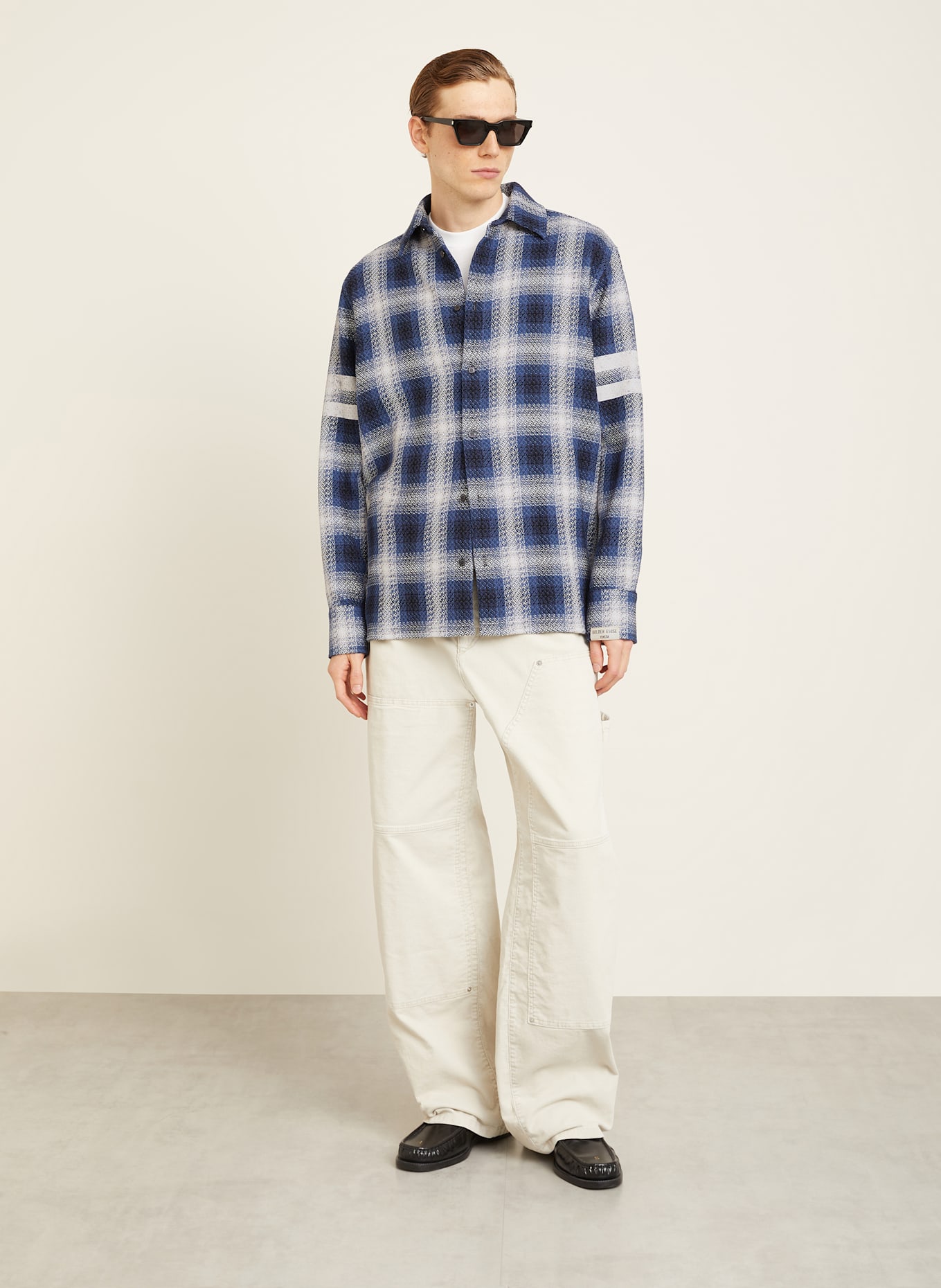 GOLDEN GOOSE Overshirt: WEISS/ DUNKELBLAU