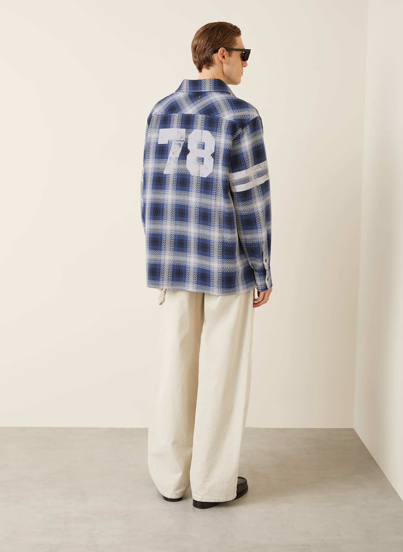 GOLDEN GOOSE Overshirt: WEISS/ DUNKELBLAU