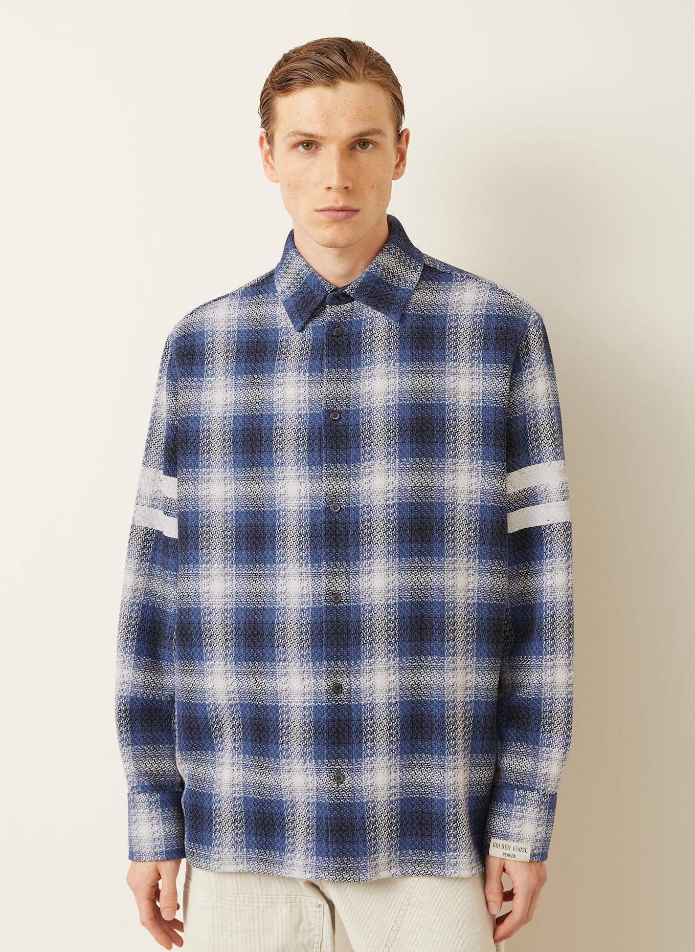 GOLDEN GOOSE Overshirt: WEISS/ DUNKELBLAU