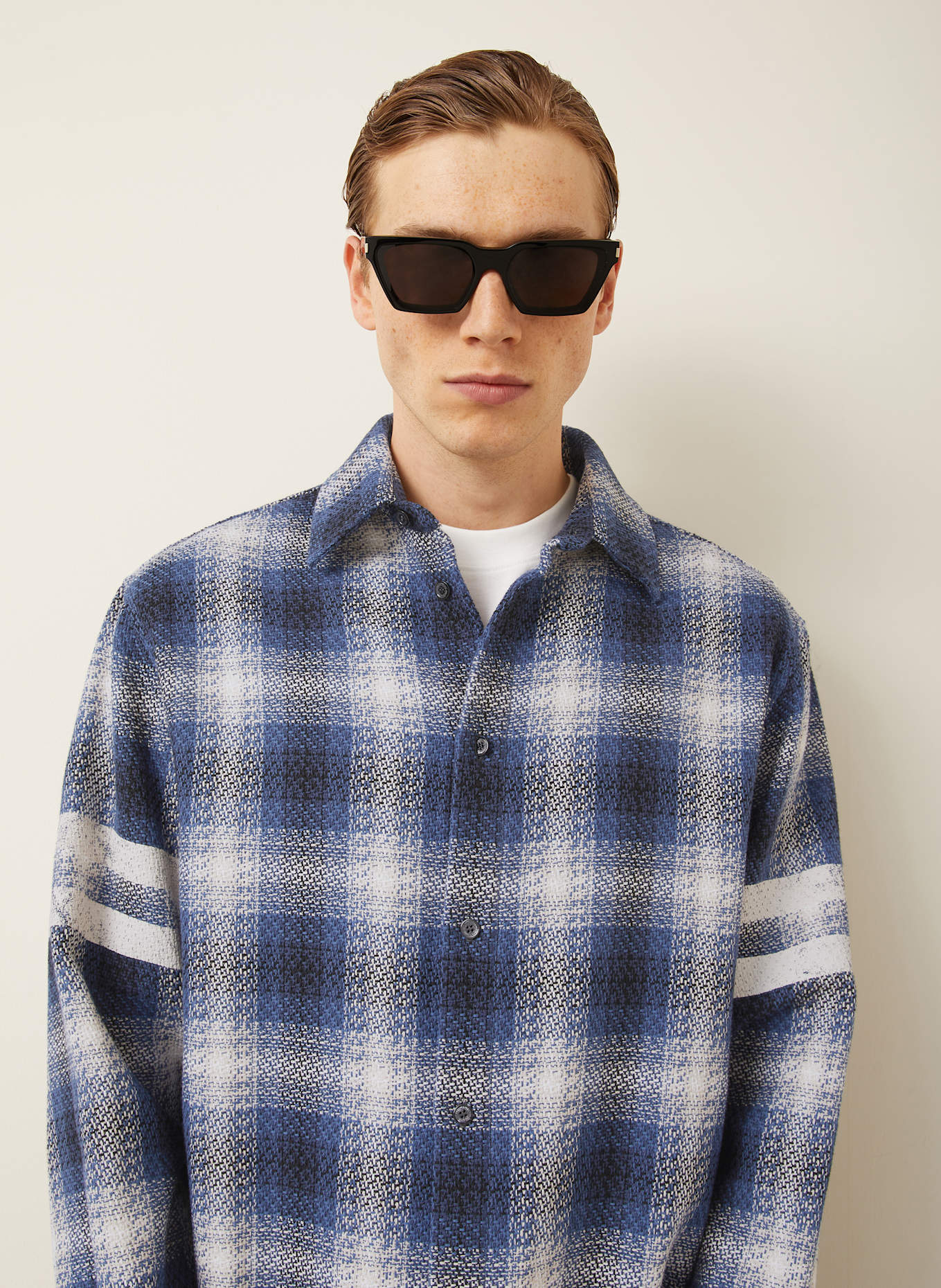 GOLDEN GOOSE Overshirt: WEISS/ DUNKELBLAU