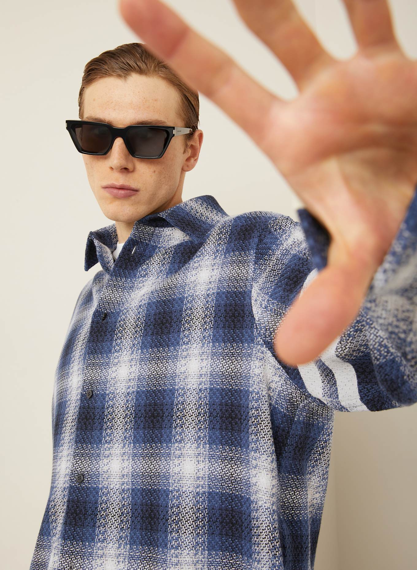 GOLDEN GOOSE Overshirt: WEISS/ DUNKELBLAU