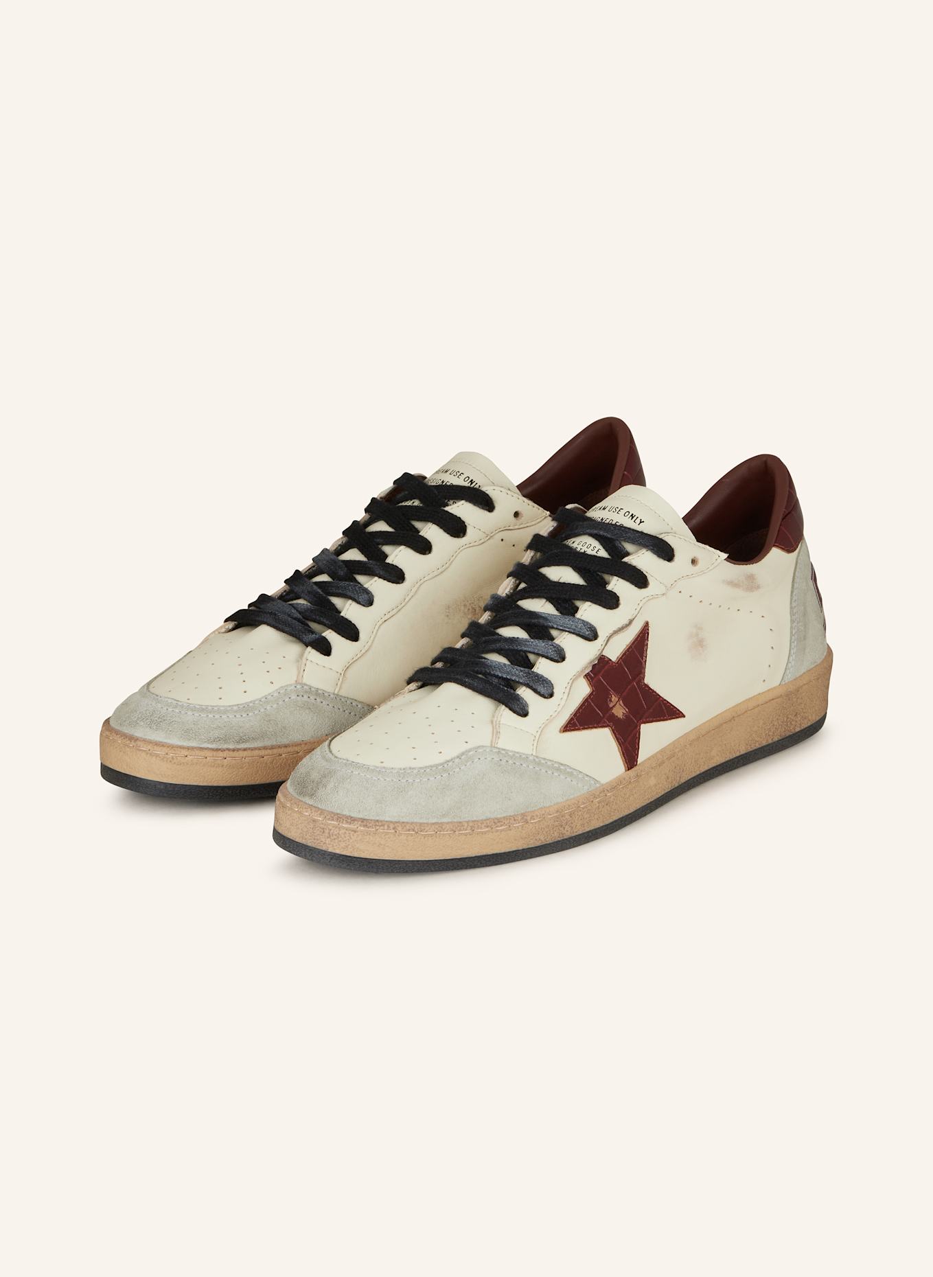GOLDEN GOOSE Sneakers BALL STAR: ECRU / DUNKELROT / HELLGRAU