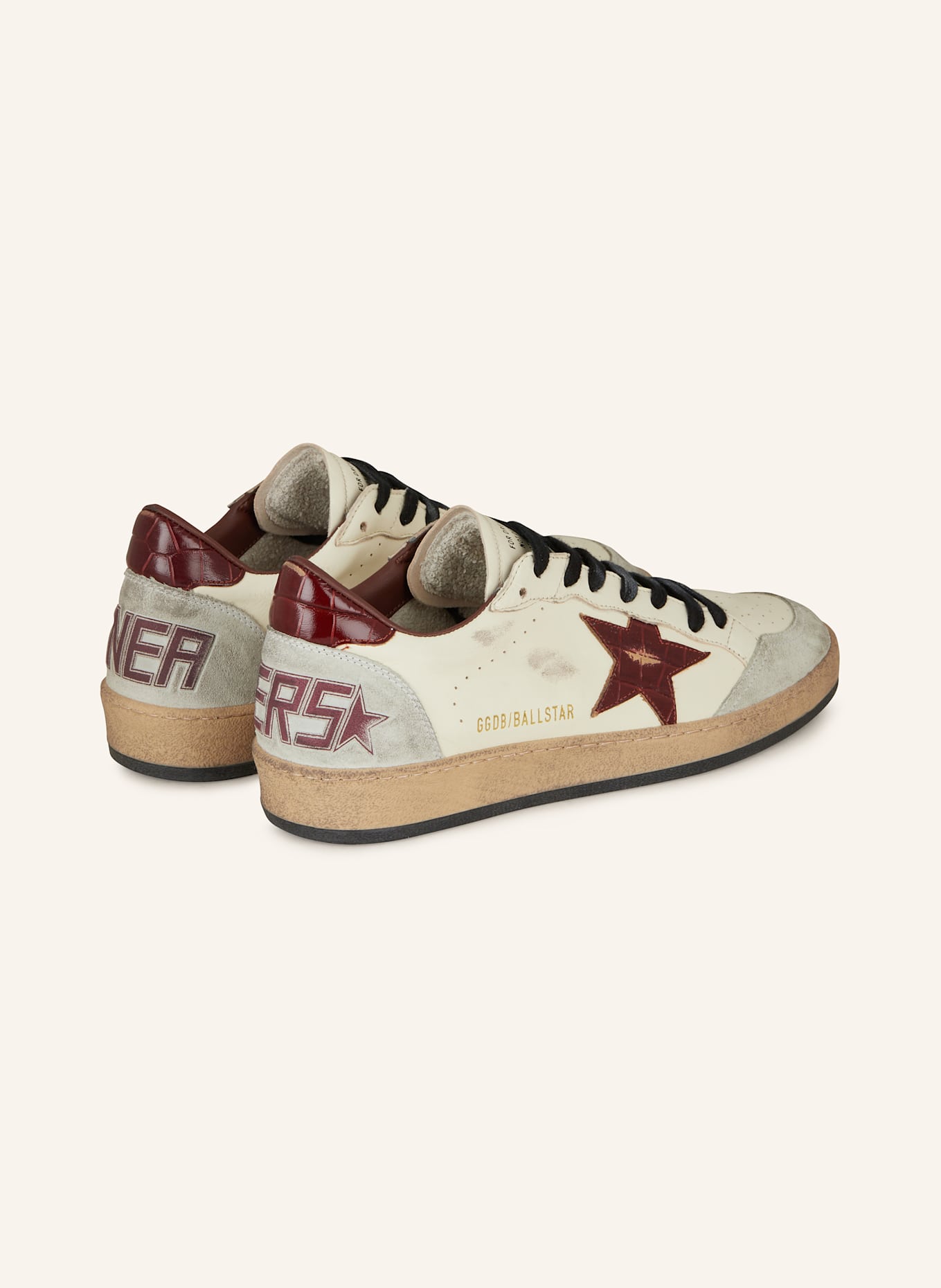 GOLDEN GOOSE Sneakers BALL STAR: ECRU / DUNKELROT / HELLGRAU