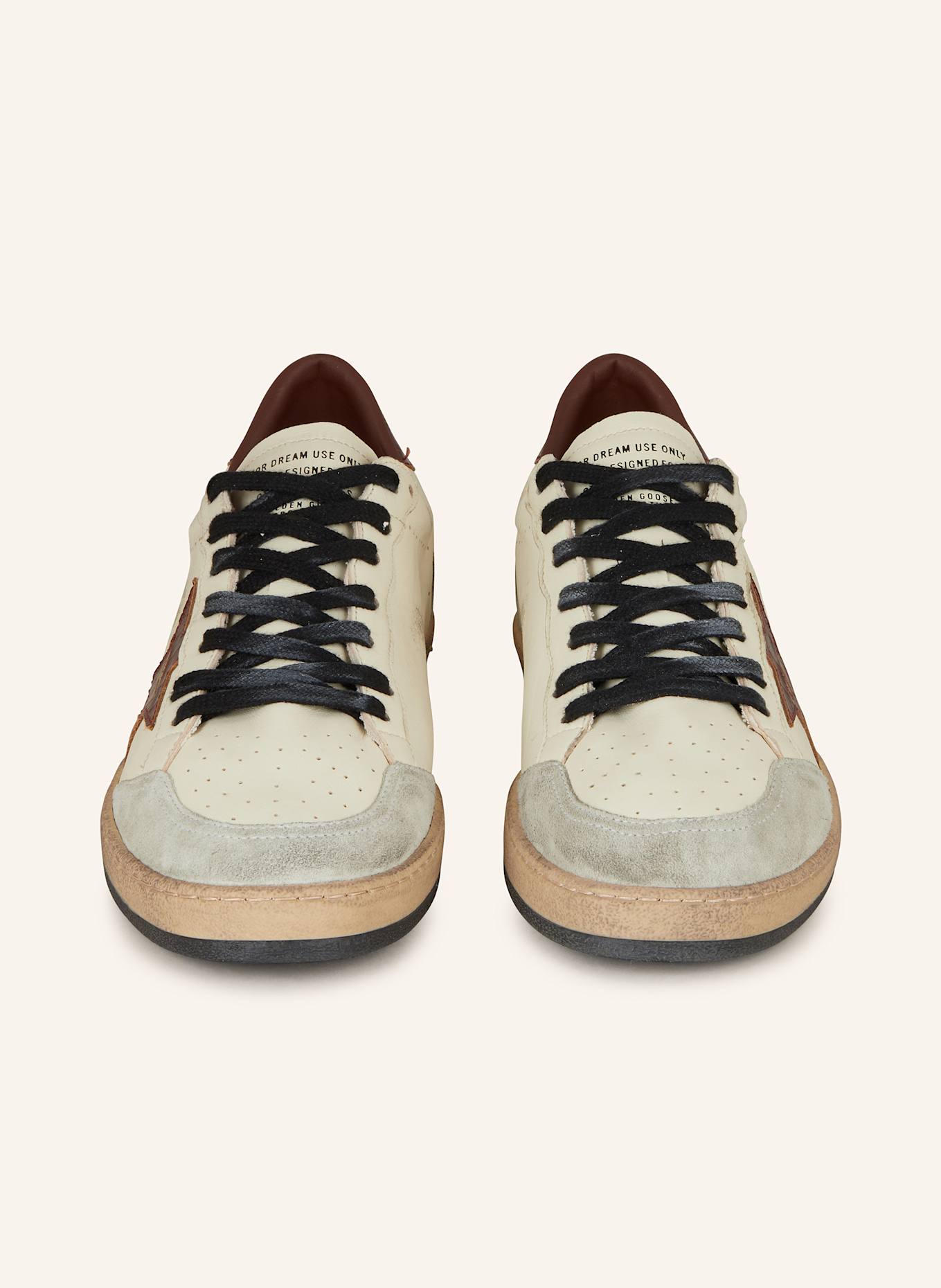 GOLDEN GOOSE Sneakers BALL STAR: ECRU / DUNKELROT / HELLGRAU