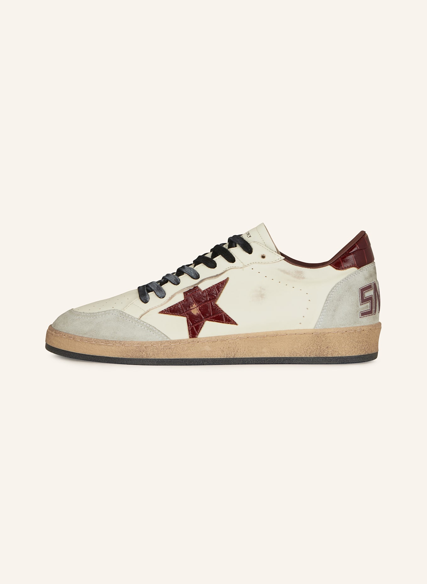 GOLDEN GOOSE Sneakers BALL STAR: ECRU / DUNKELROT / HELLGRAU