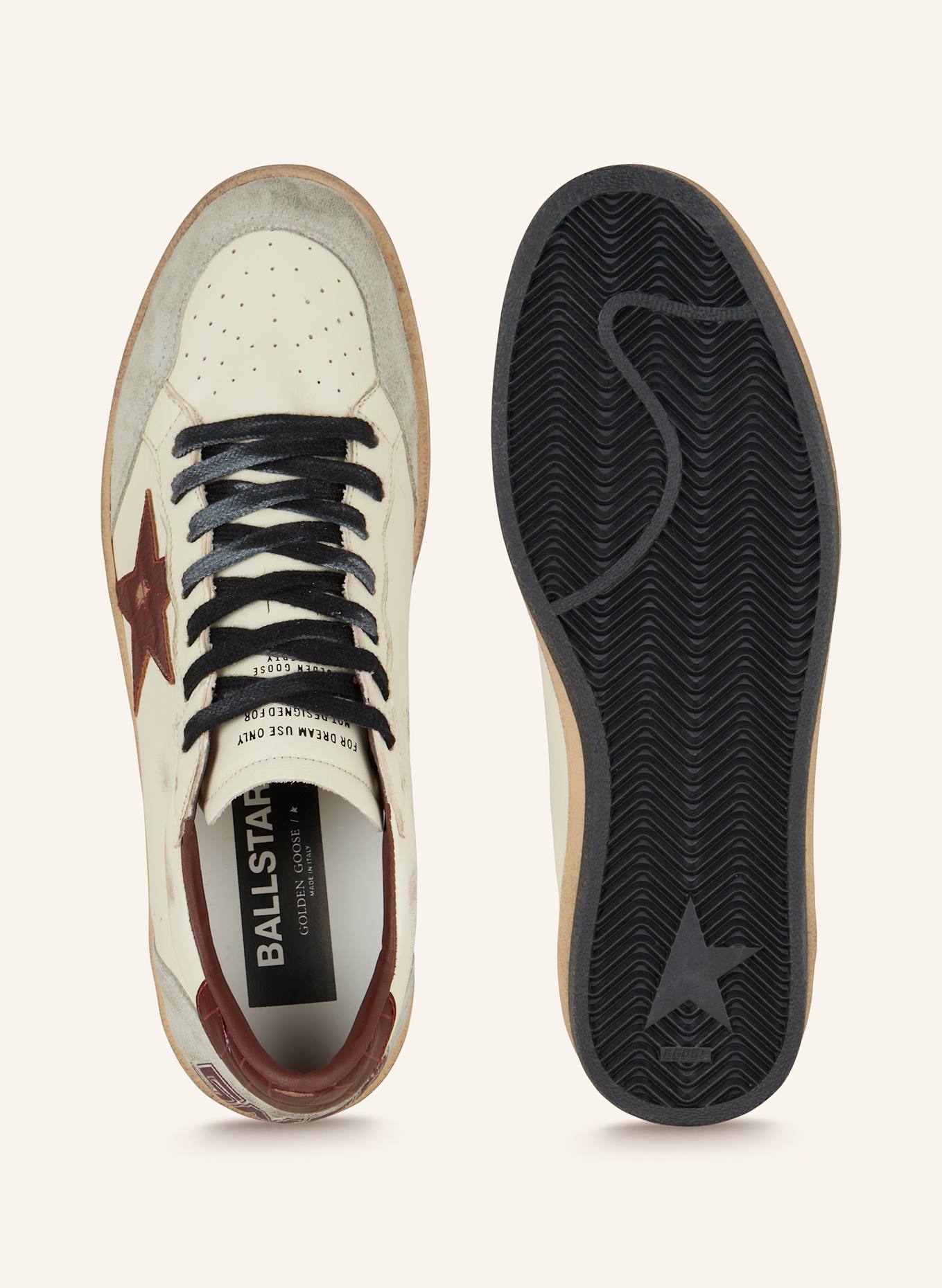 GOLDEN GOOSE Sneakers BALL STAR: ECRU / DUNKELROT / HELLGRAU