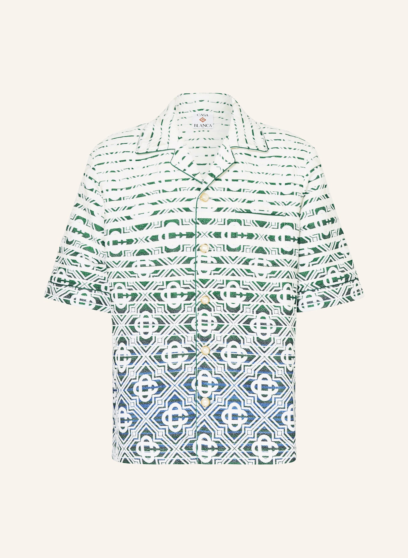 Casablanca Resorthemd Comfort Fit aus Jacquard: WEISS / GRÜN / BLAU