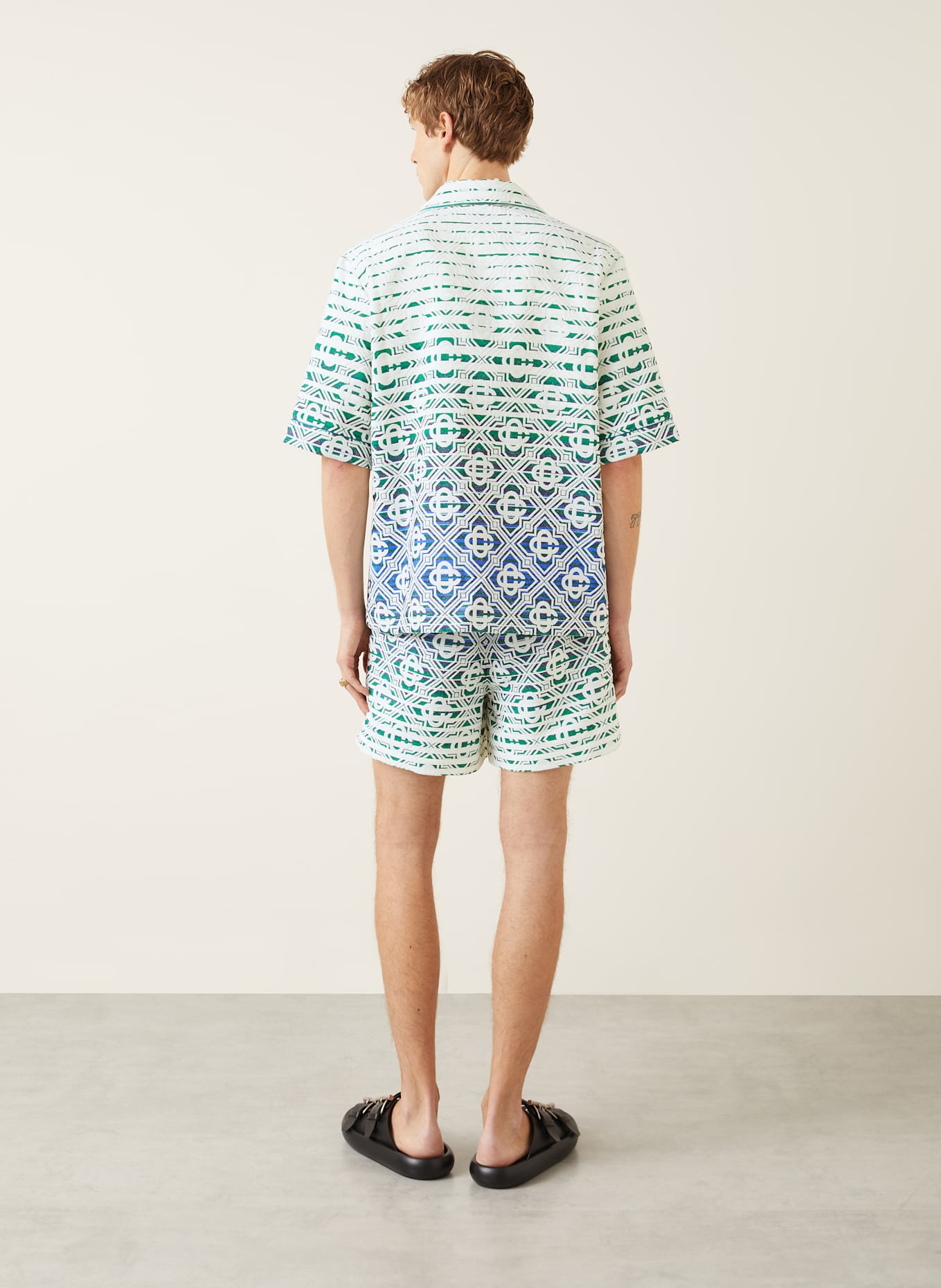 Casablanca Resorthemd Comfort Fit aus Jacquard: WEISS / GRÜN / BLAU