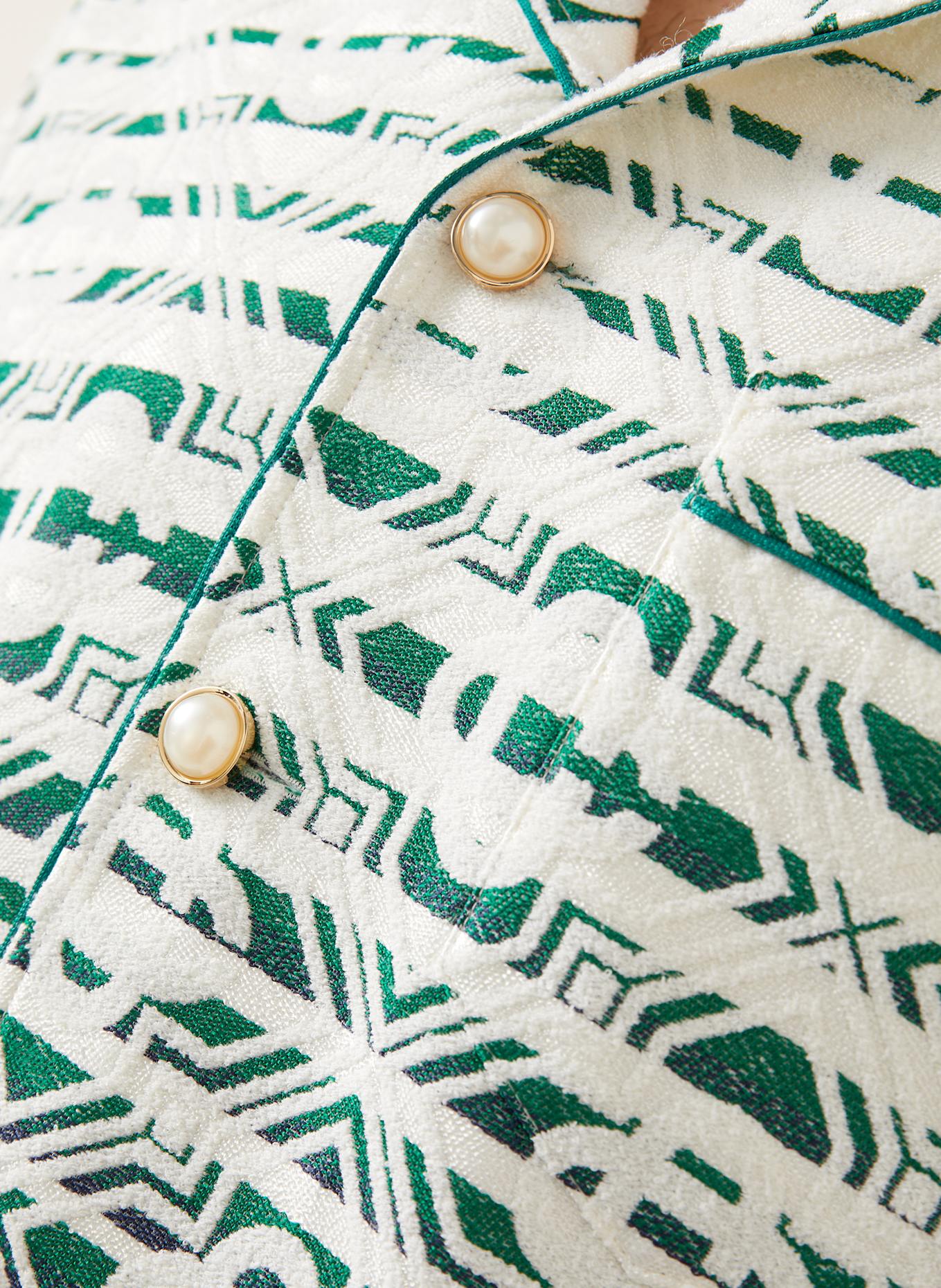 Casablanca Resorthemd Comfort Fit aus Jacquard: WEISS / GRÜN / BLAU