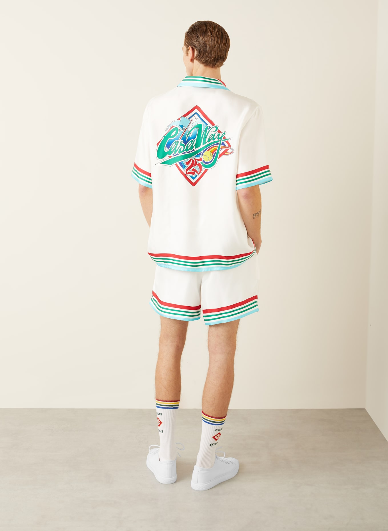 Casablanca Resorthemd Comfort Fit aus Seide: WEISS / ROT / HELLBLAU