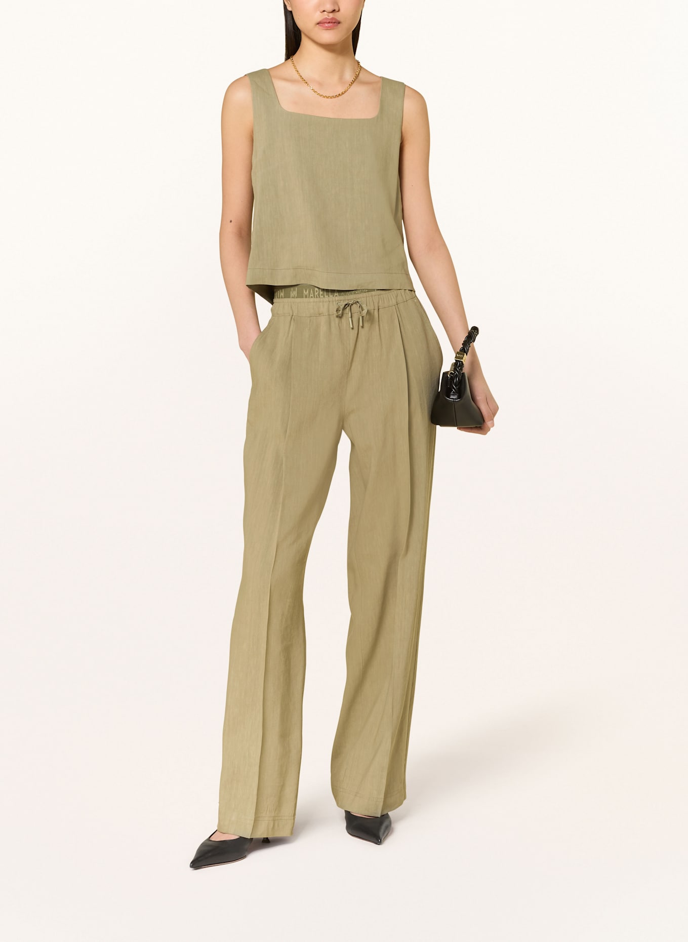 MARELLA Hose im Jogging-Stil mit Leinen: OLIV