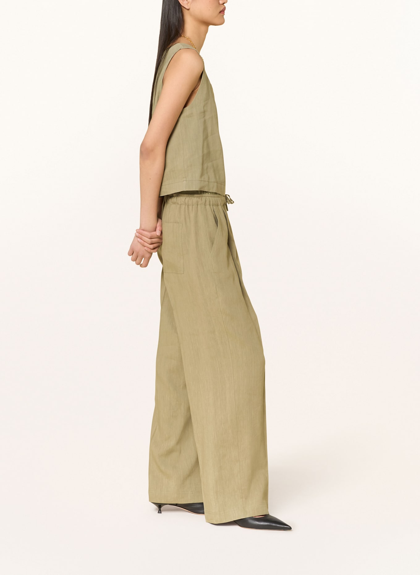 MARELLA Hose im Jogging-Stil mit Leinen: OLIV