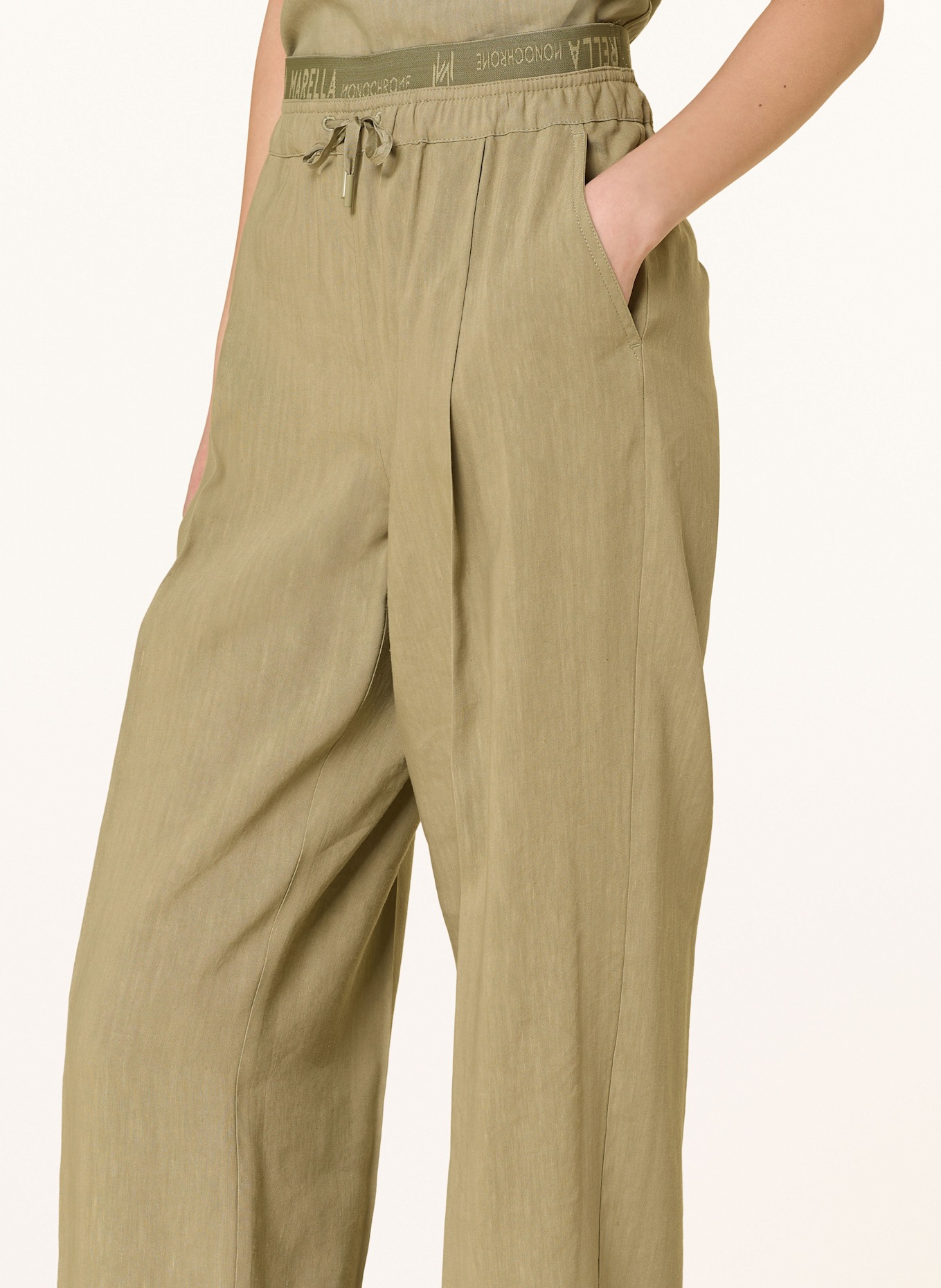 MARELLA Hose im Jogging-Stil mit Leinen: OLIV
