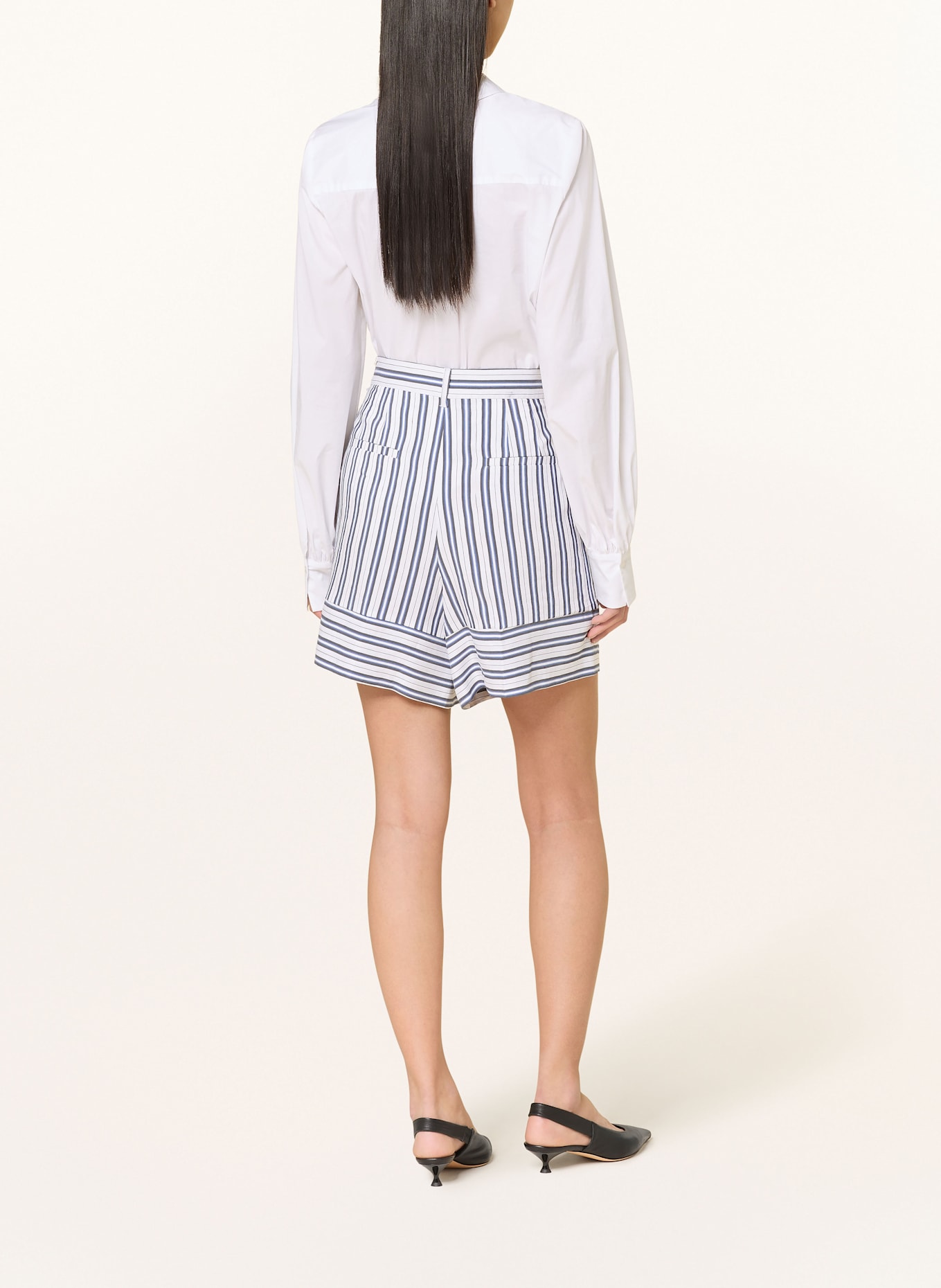 MARELLA Bermudas with linen: WHITE / BLACK / BLUE