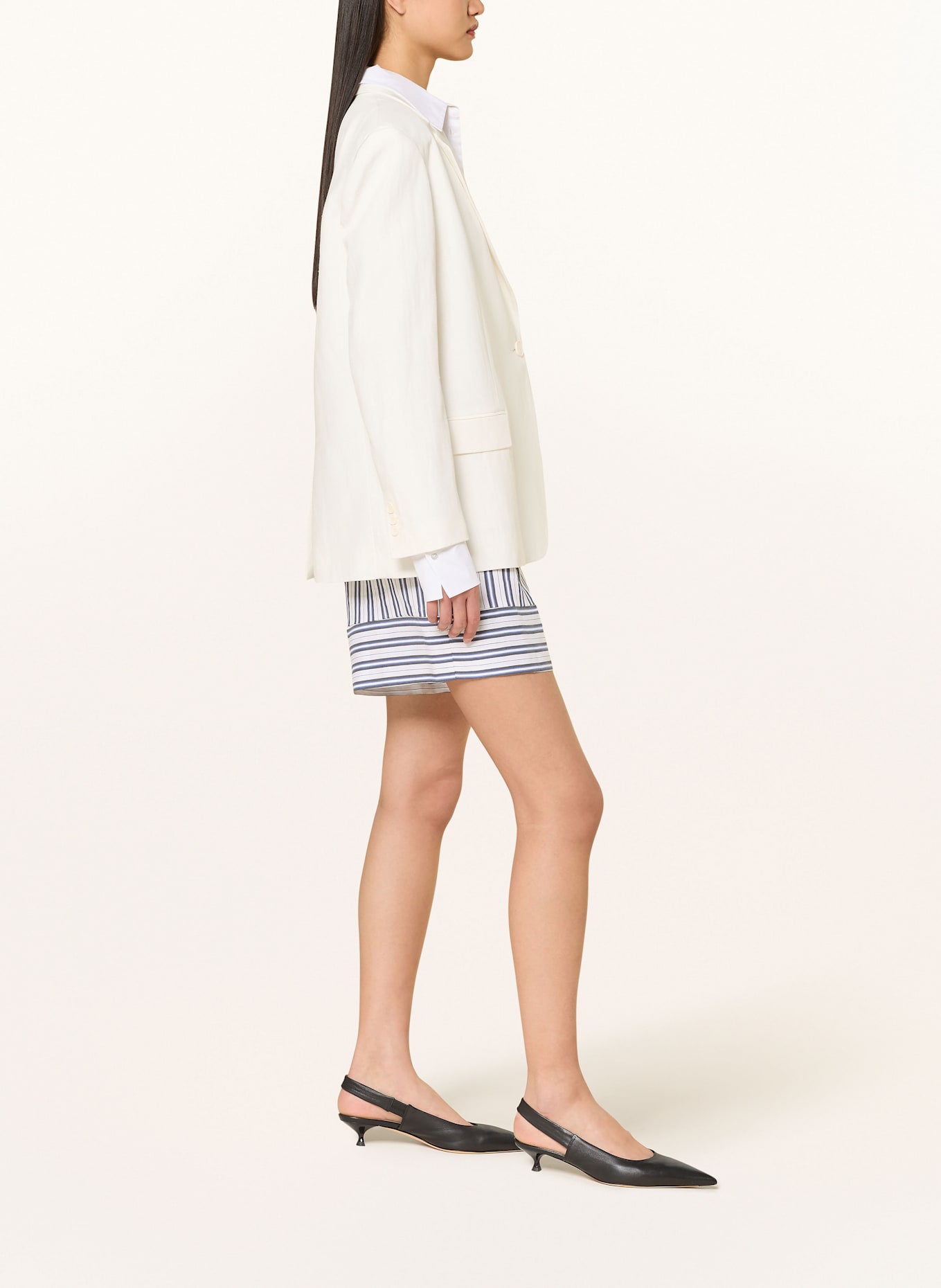 MARELLA Bermudas with linen: WHITE / BLACK / BLUE