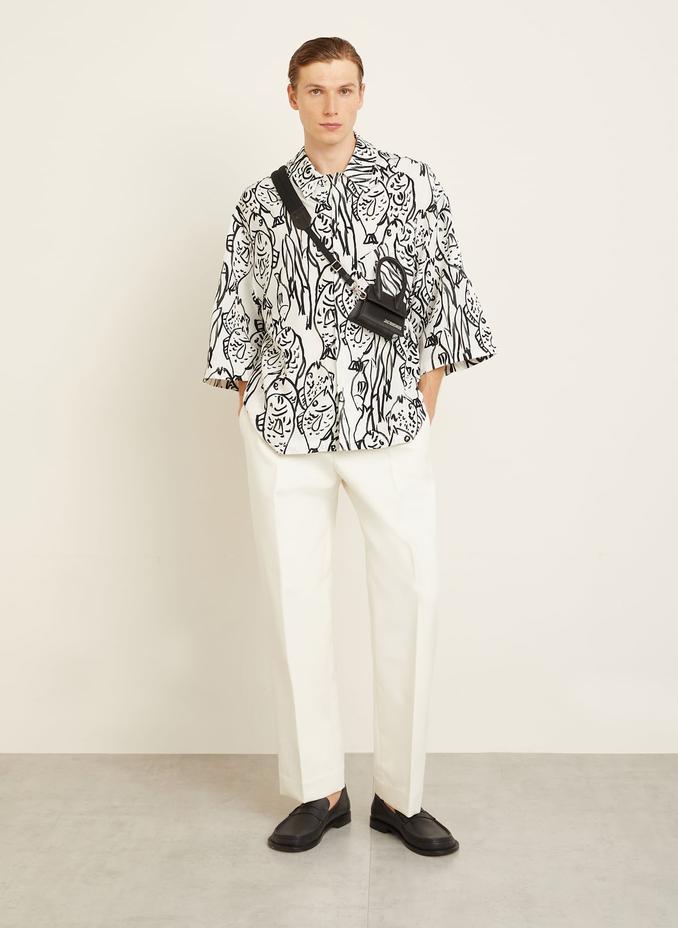 JACQUEMUS Kurzarm-Hemd LA CHEMISE ALOE Comfort Fit: SCHWARZ/ WEISS