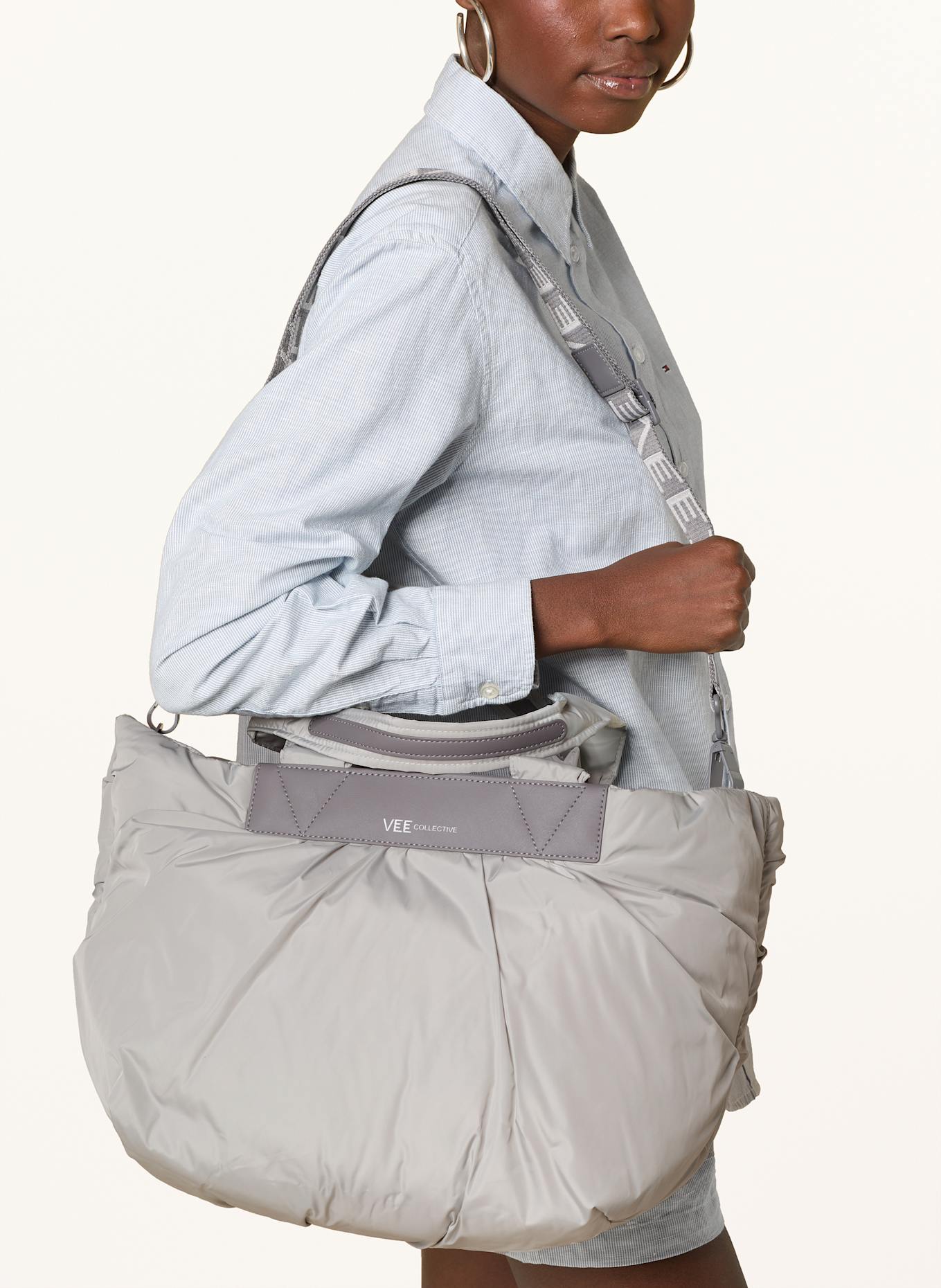 Vee Collective Shopper CABA TOTE with pouch: LIGHT GRAY