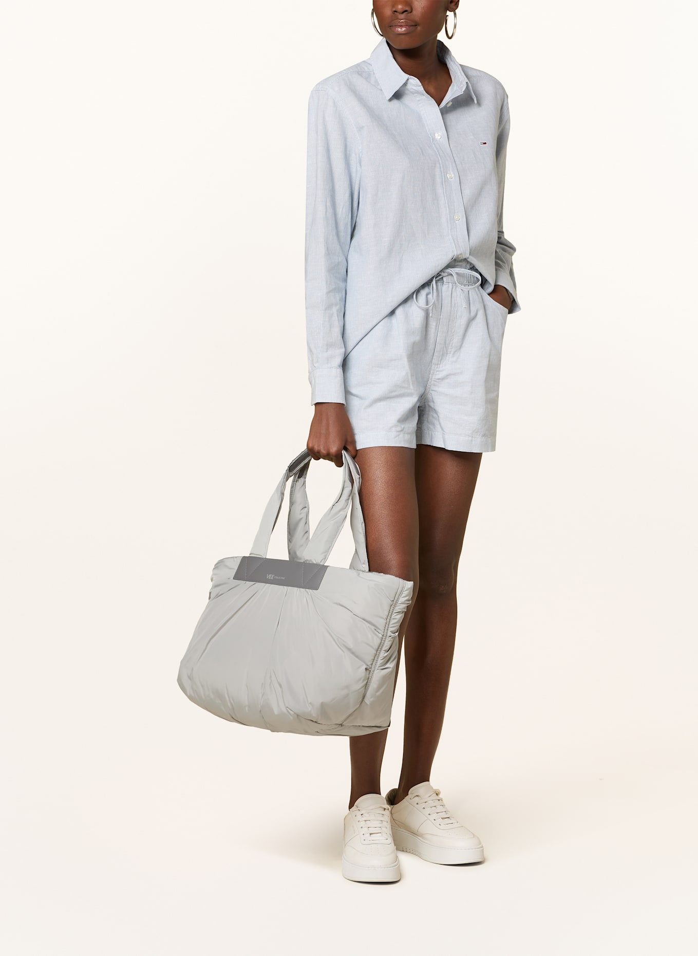 Vee Collective Shopper CABA TOTE with pouch: LIGHT GRAY