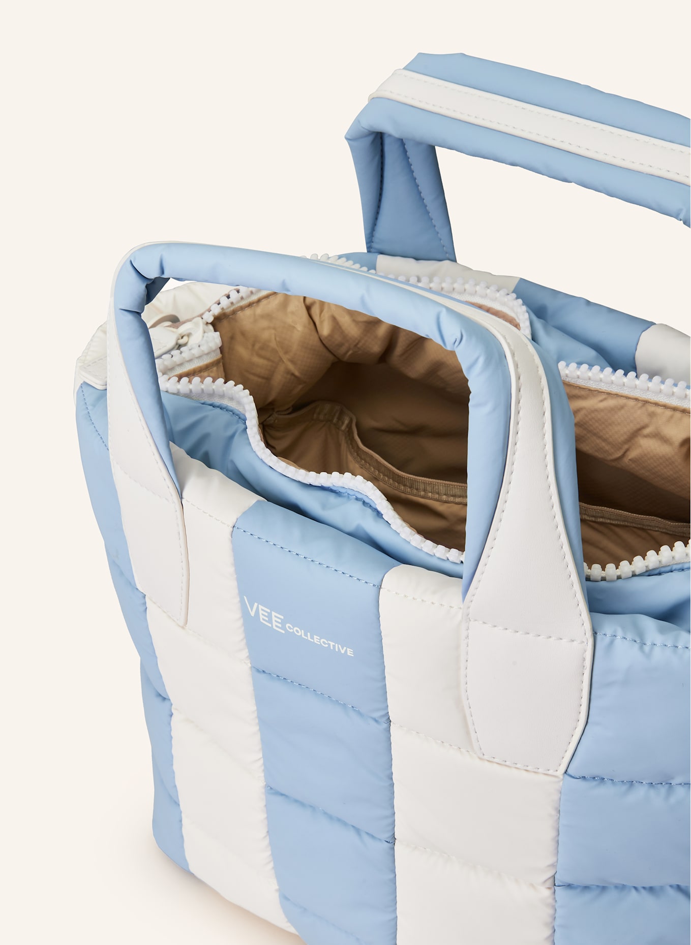 Vee Collective Shopper PORTER TOTE SMALL mit Pouch, Farbe: HELLBLAU/ WEISS (Bild 3)